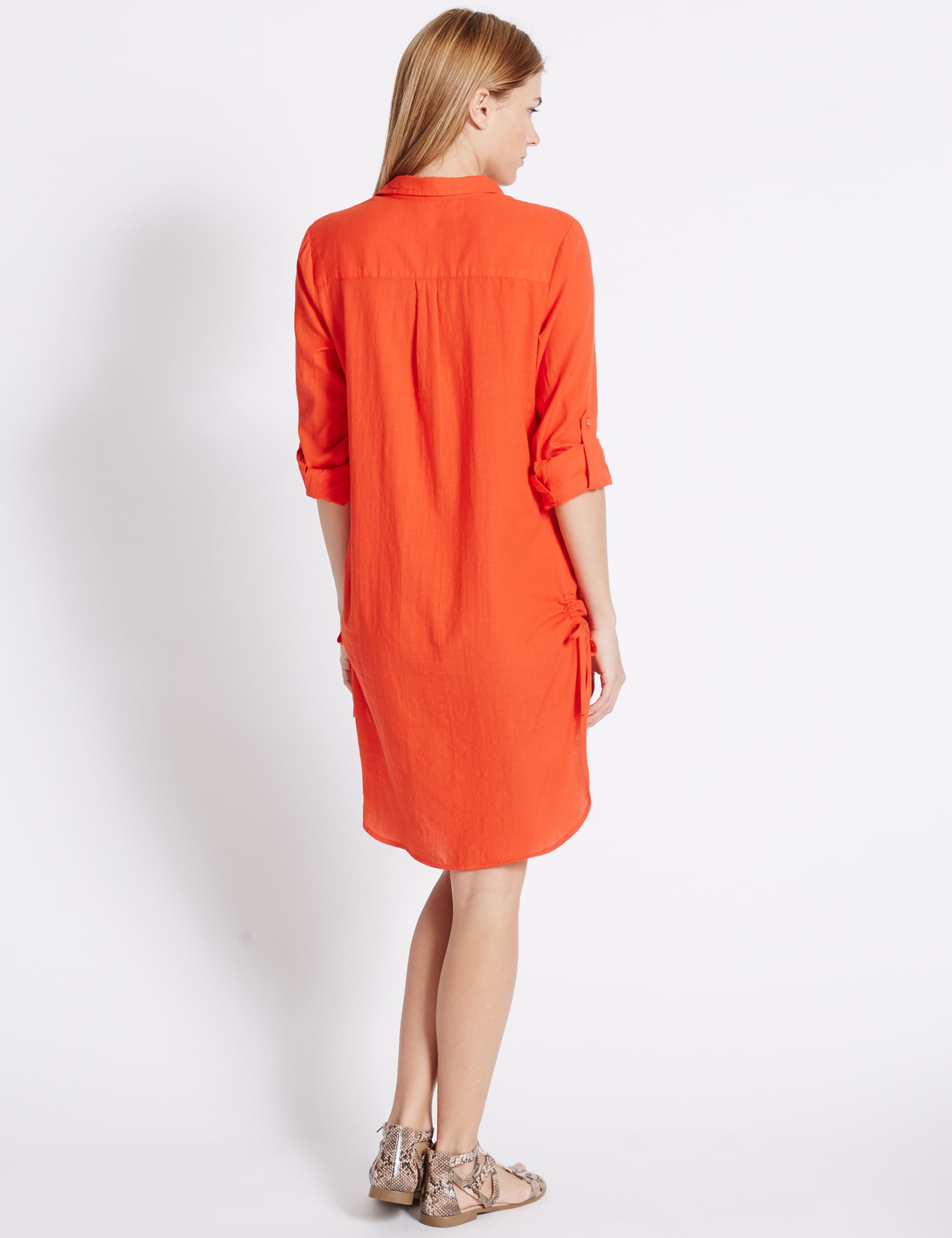 Pure Cotton Dipped Hem Shirt Dress Image 2 of 5