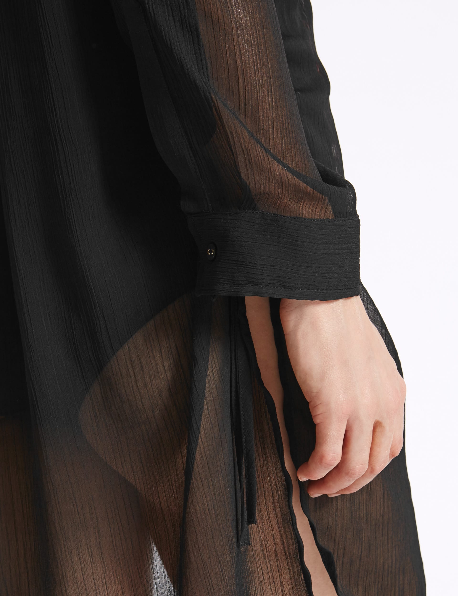 Chiffon Long Sleeve Shirt Dress Image 2 of 5