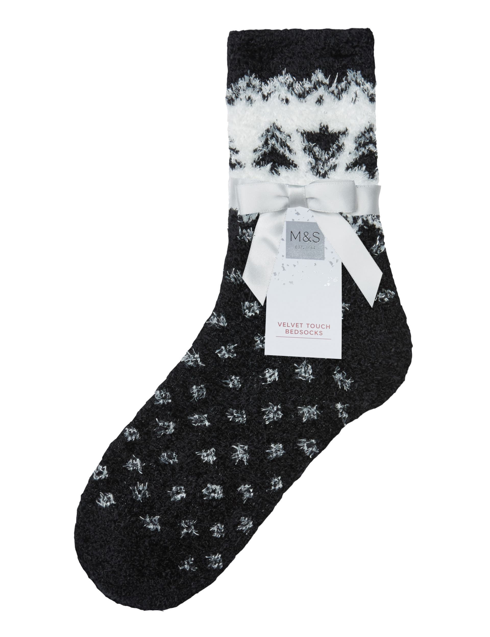 Cosy Fair Isle Velvet Touch Bed Socks Image 1 of 1