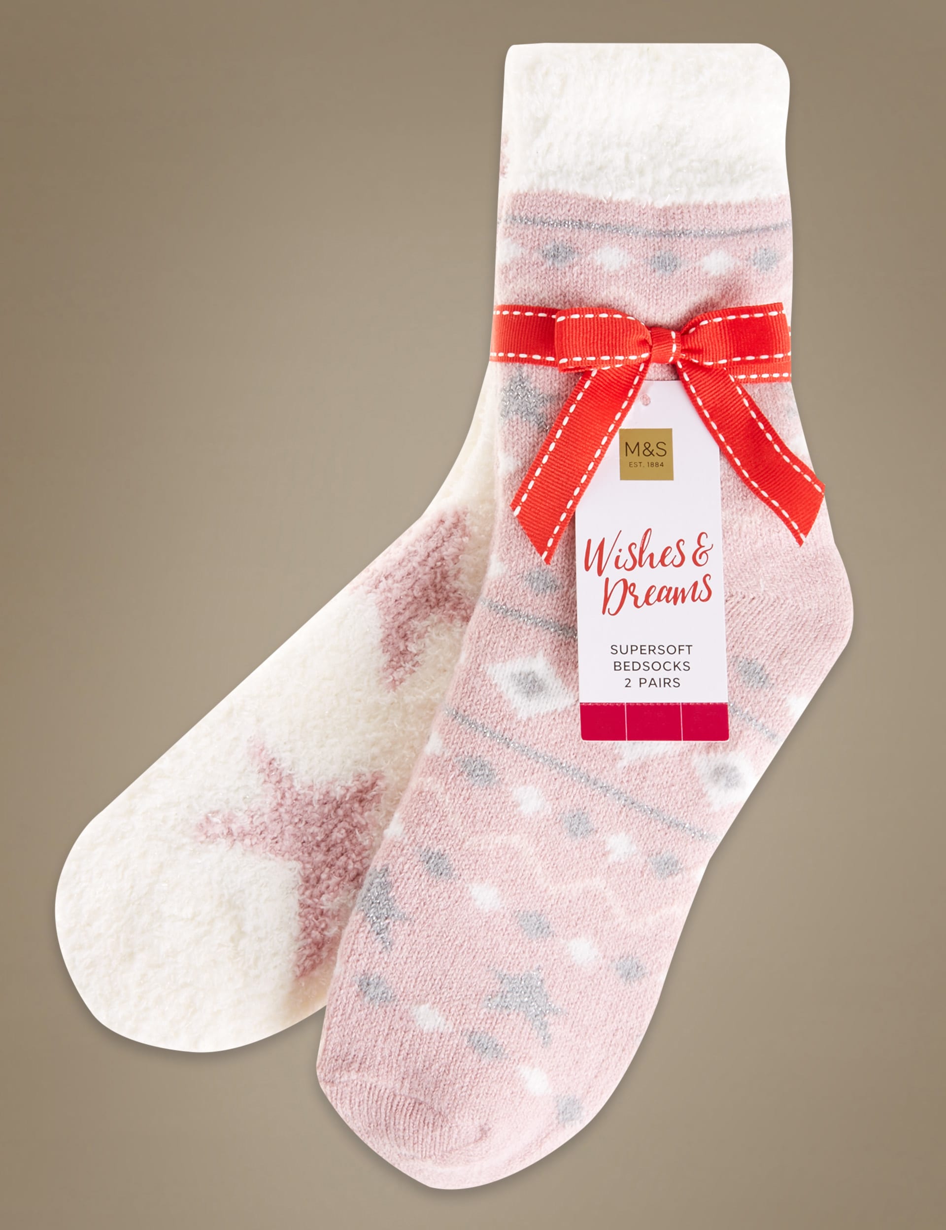2 Pair Pack Assorted Print Cosy Socks Image 1 of 2