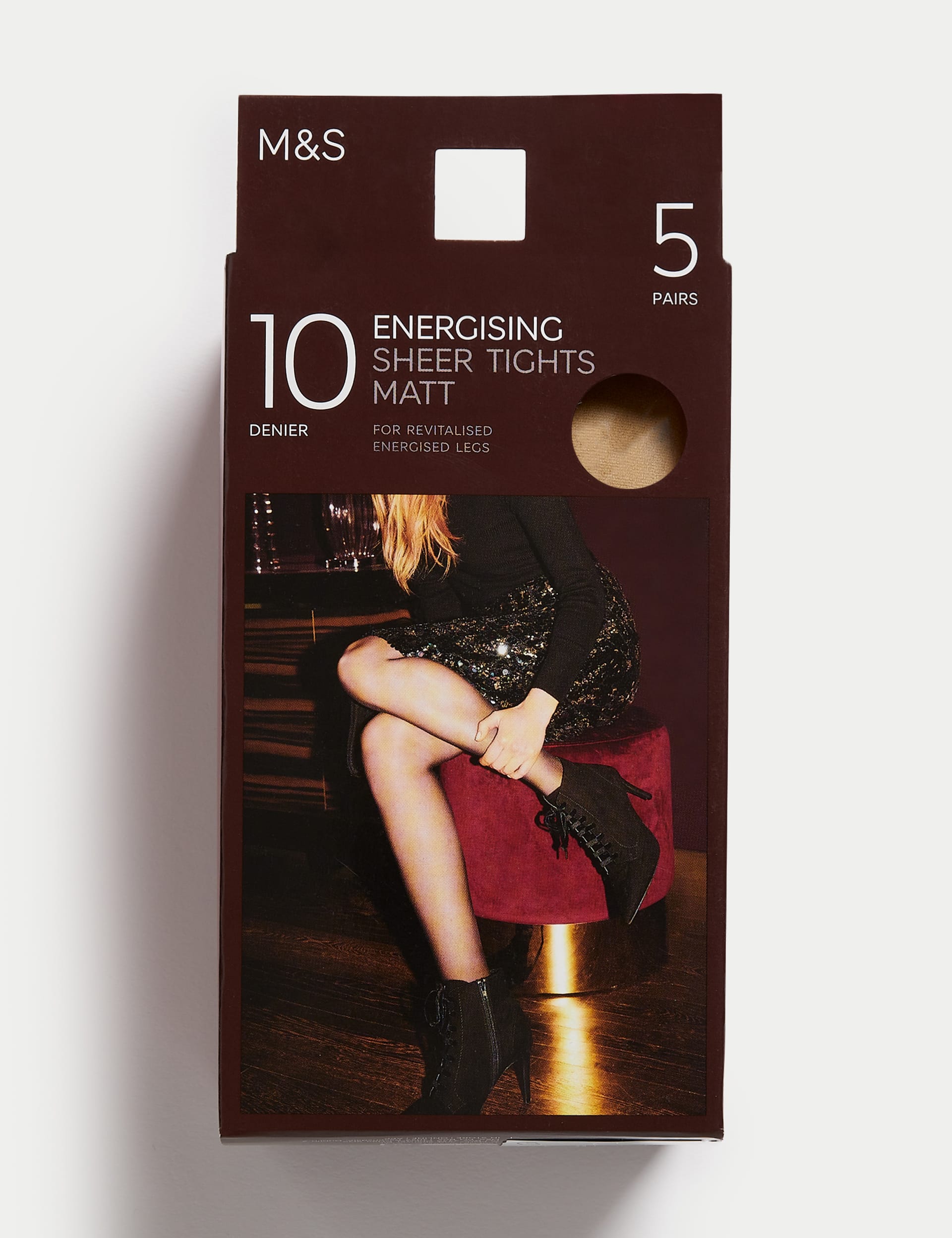 5pk 10 Denier Energising Matt Tights