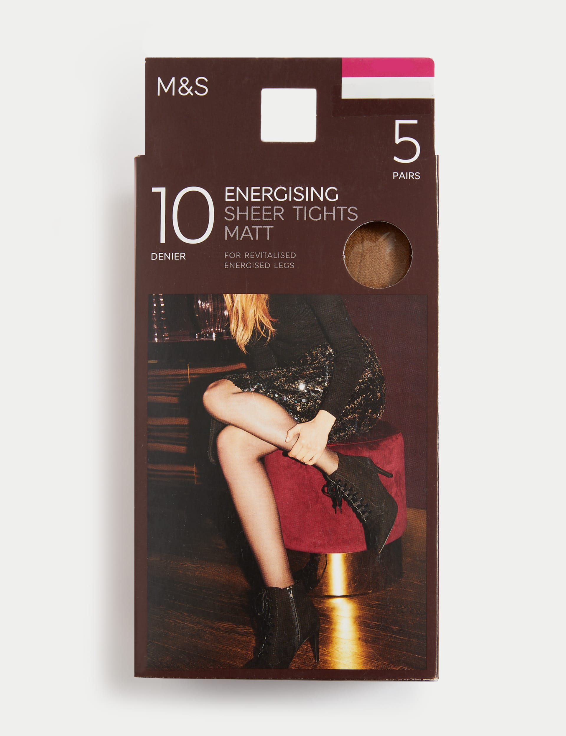 5pk 10 Denier Energising Matt Tights