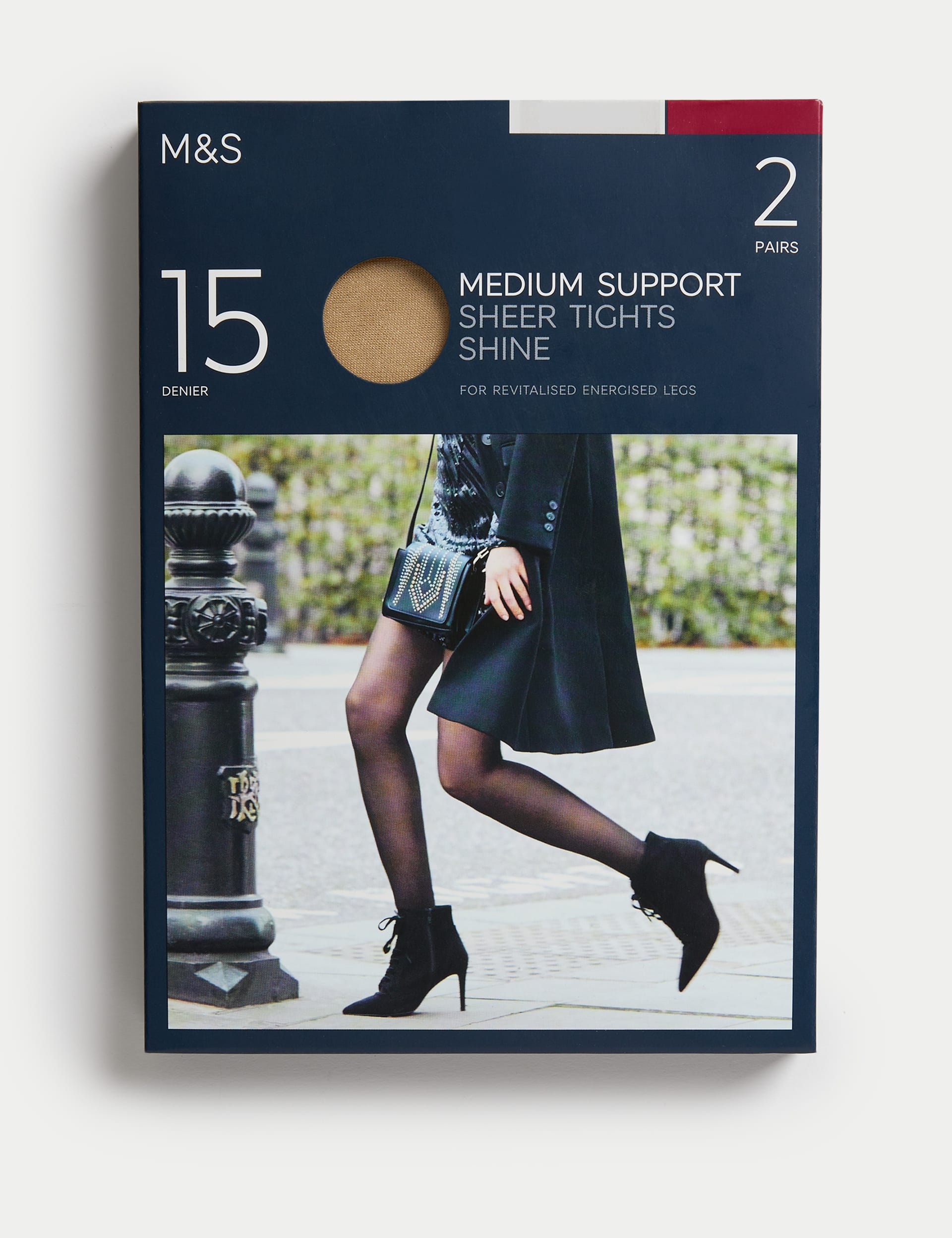 2pk 15 Denier Medium Support Sheer Tights