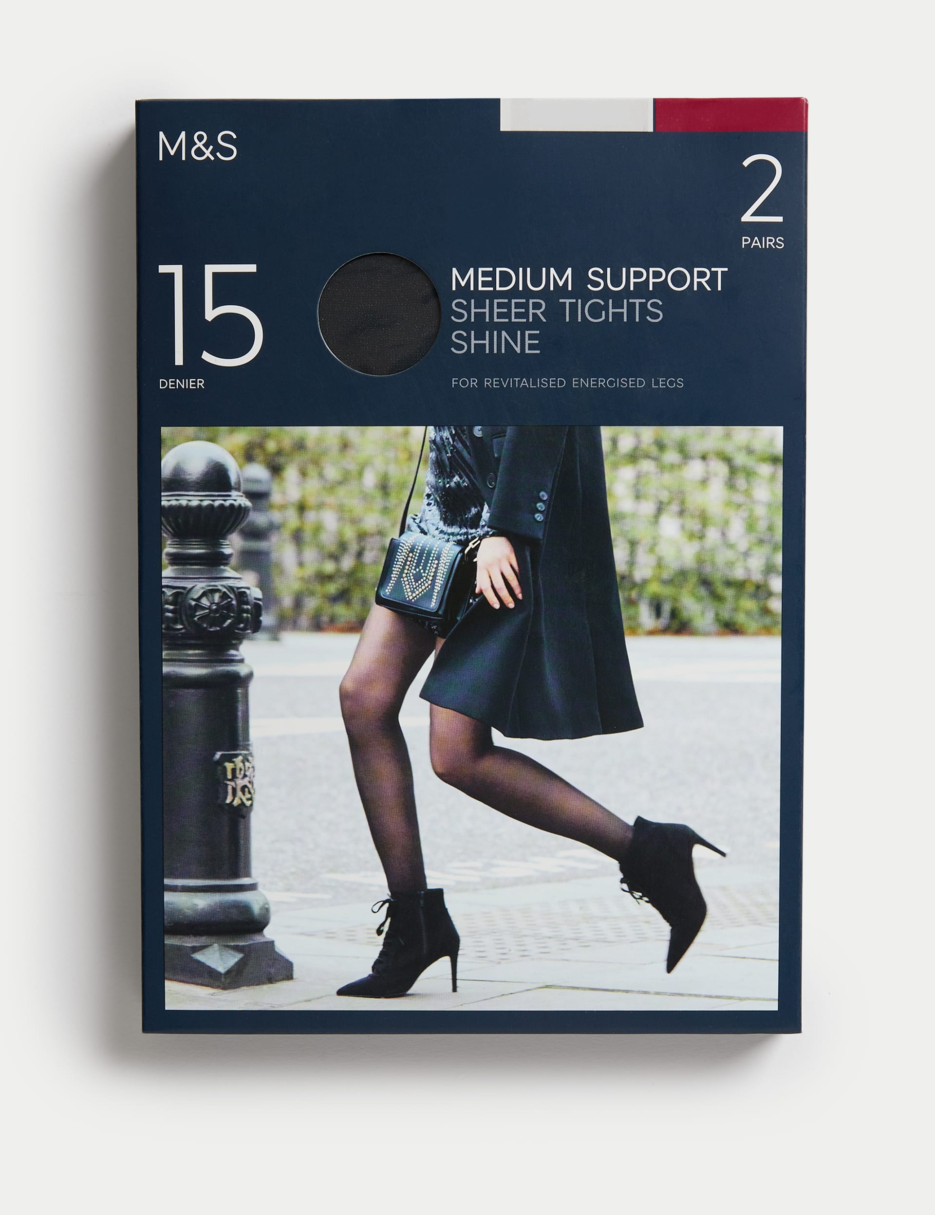 2pk 15 Denier Medium Support Sheer Tights