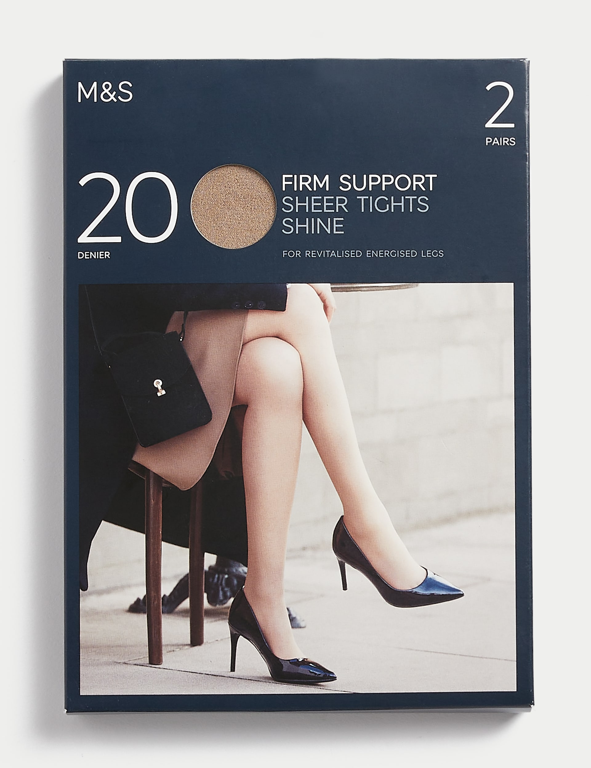 2pk 20 Denier Firm Support Sheer Tights