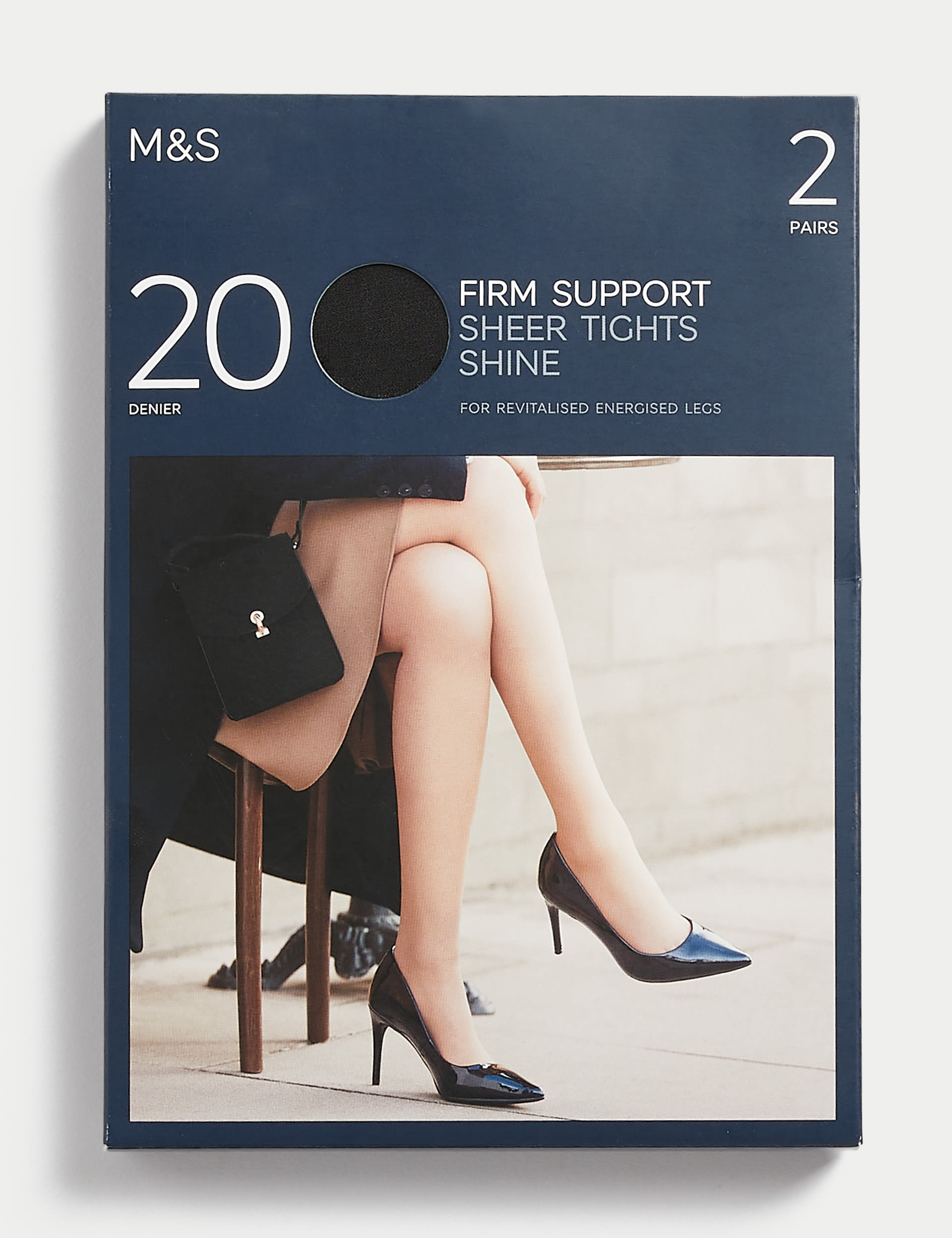 2pk 20 Denier Firm Support Sheer Tights