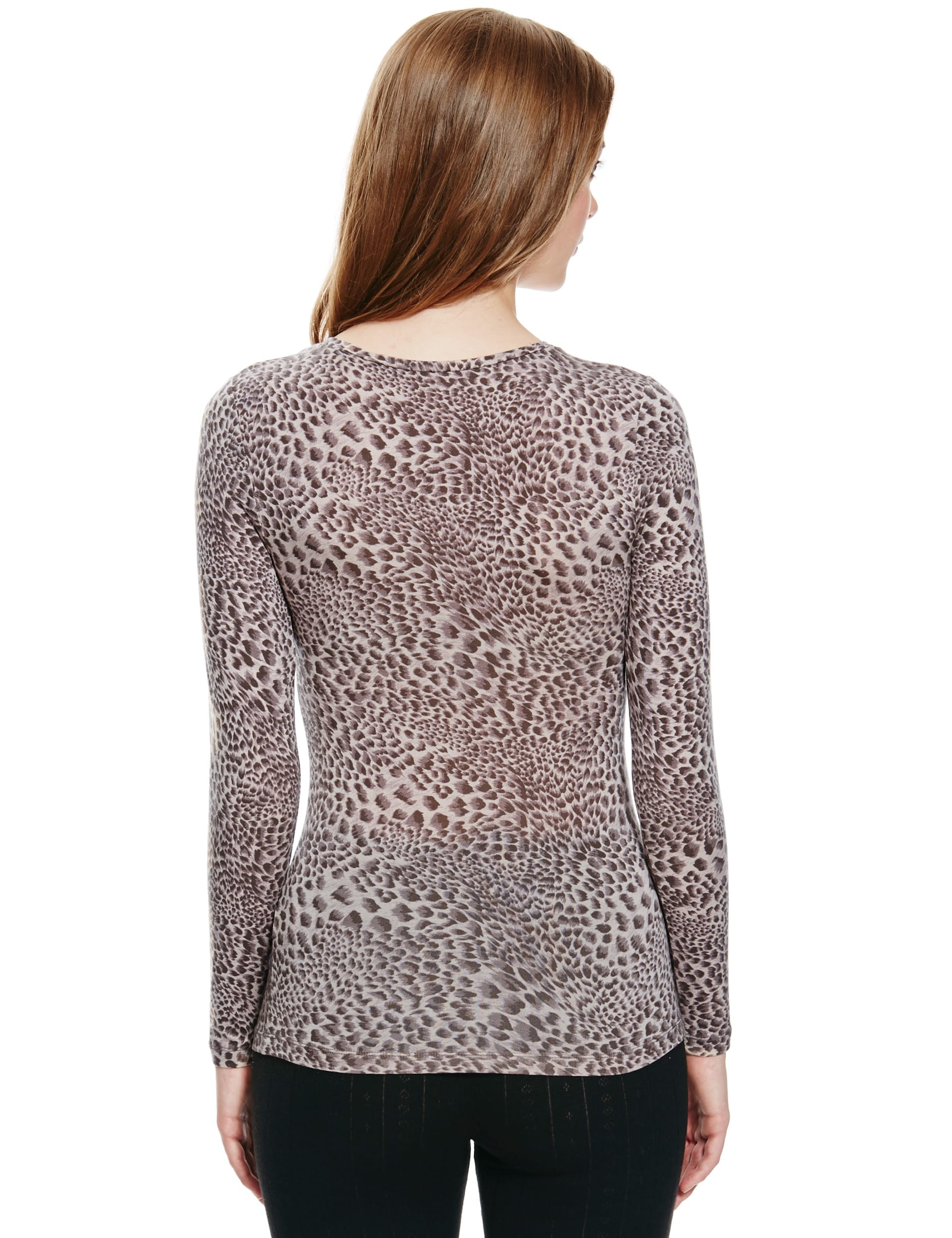 Heatgen Thermal Animal Print Long Sleeve Top M S Collection M S