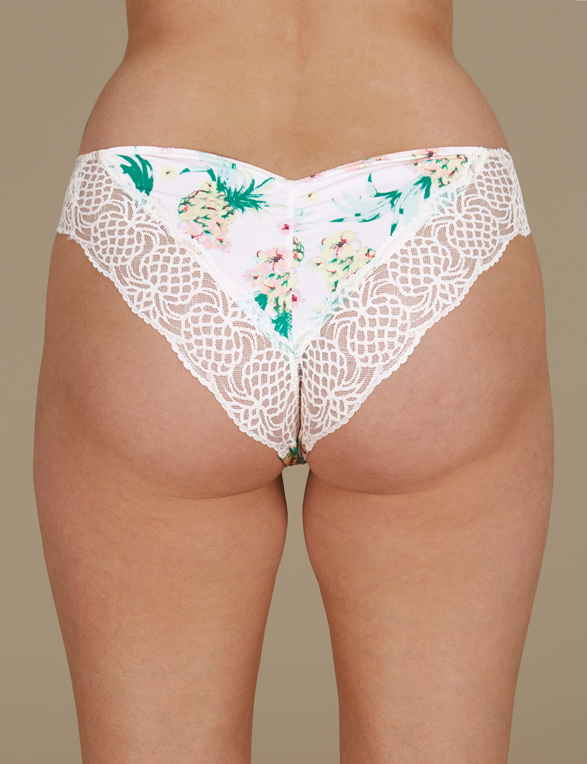 Pineapple Print Lace Brazilian Knickers Image 2 of 5