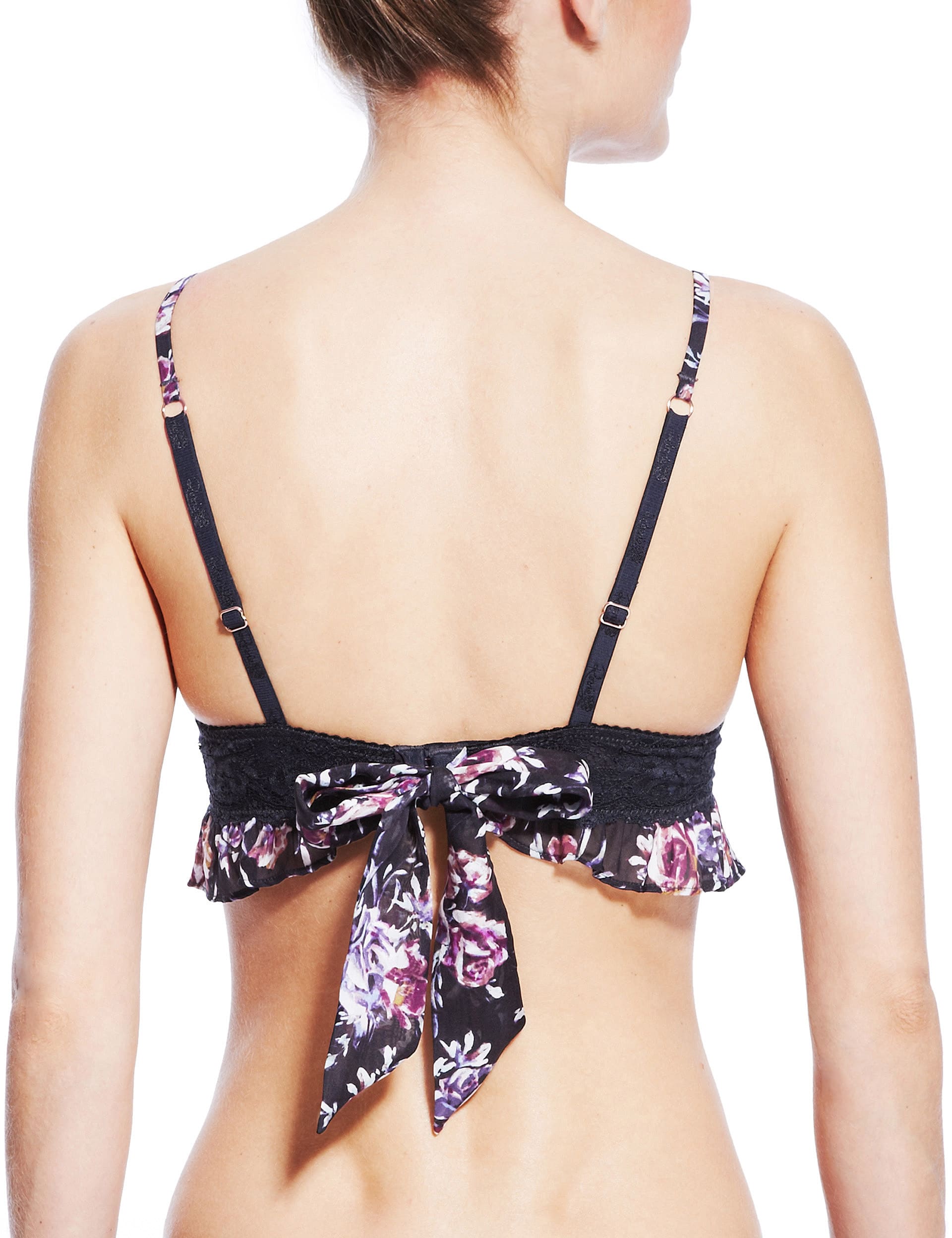 Printed Silk Chiffon Bralet with French Designed Lace Image 2 of 4