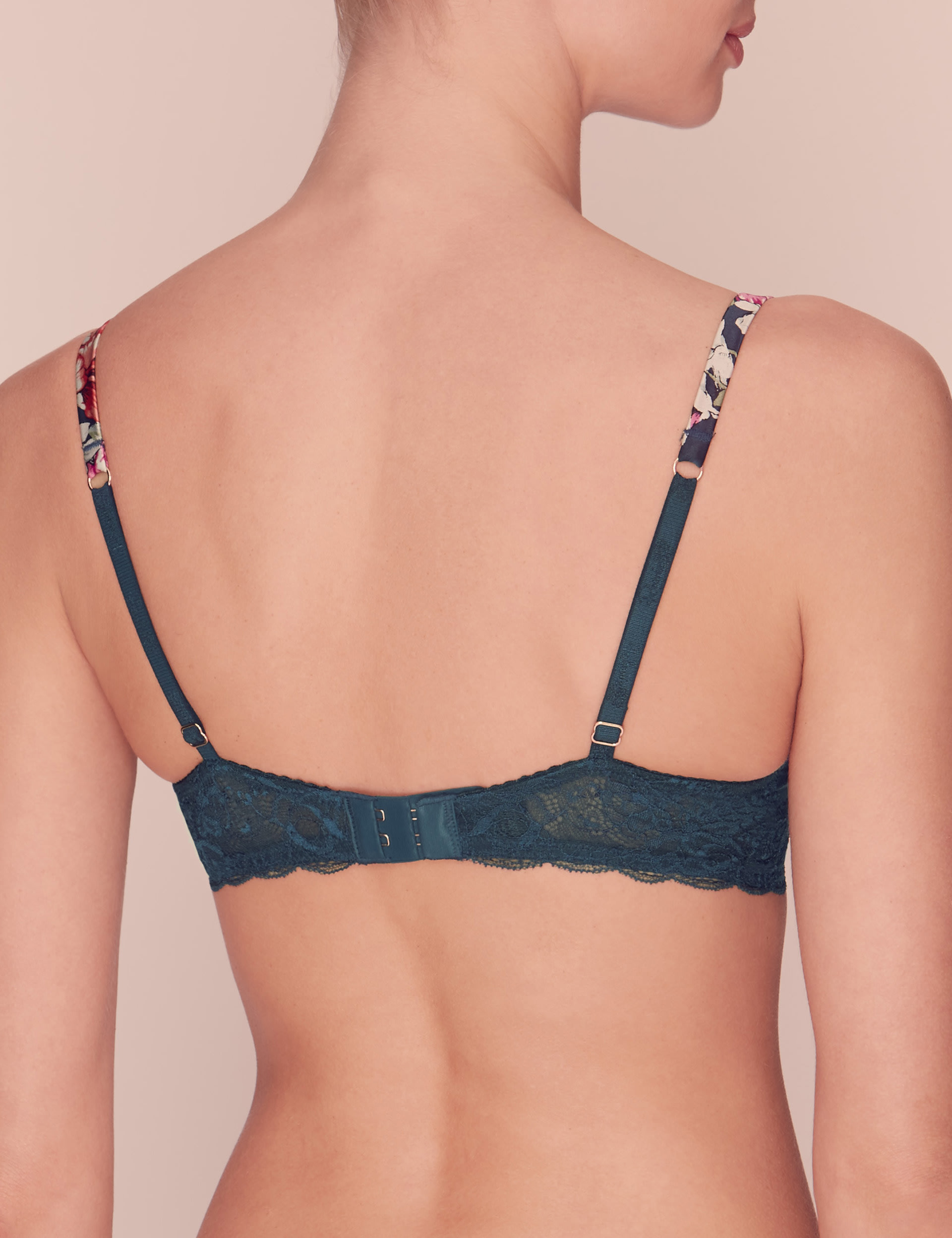 Silk & Lace Printed Floral Padded Plunge Bra A-E Image 2 of 6
