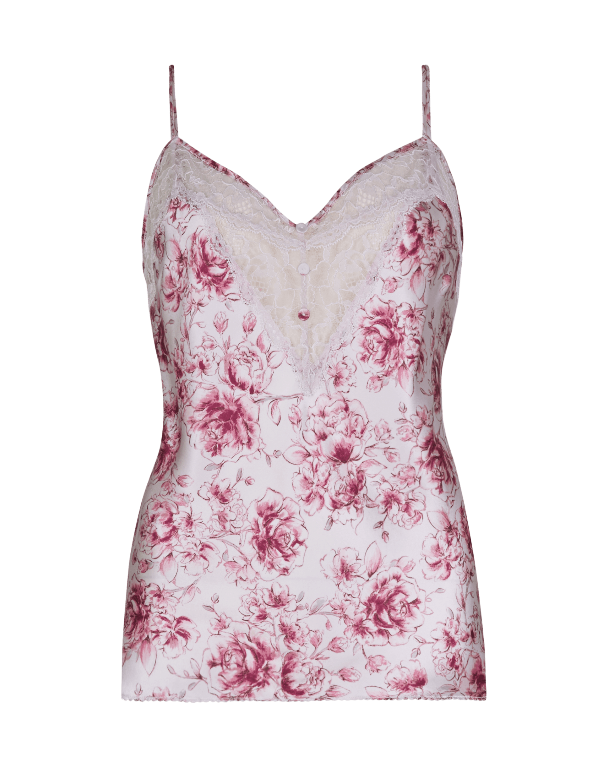 Silk Camisole with Rose Lace Image 2 of 3