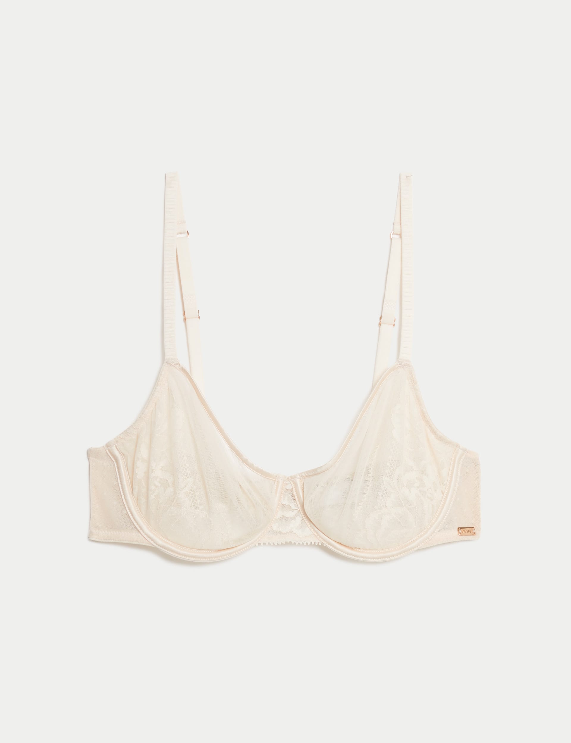 Sheer and Lace Wired Balcony Bra (A-E)