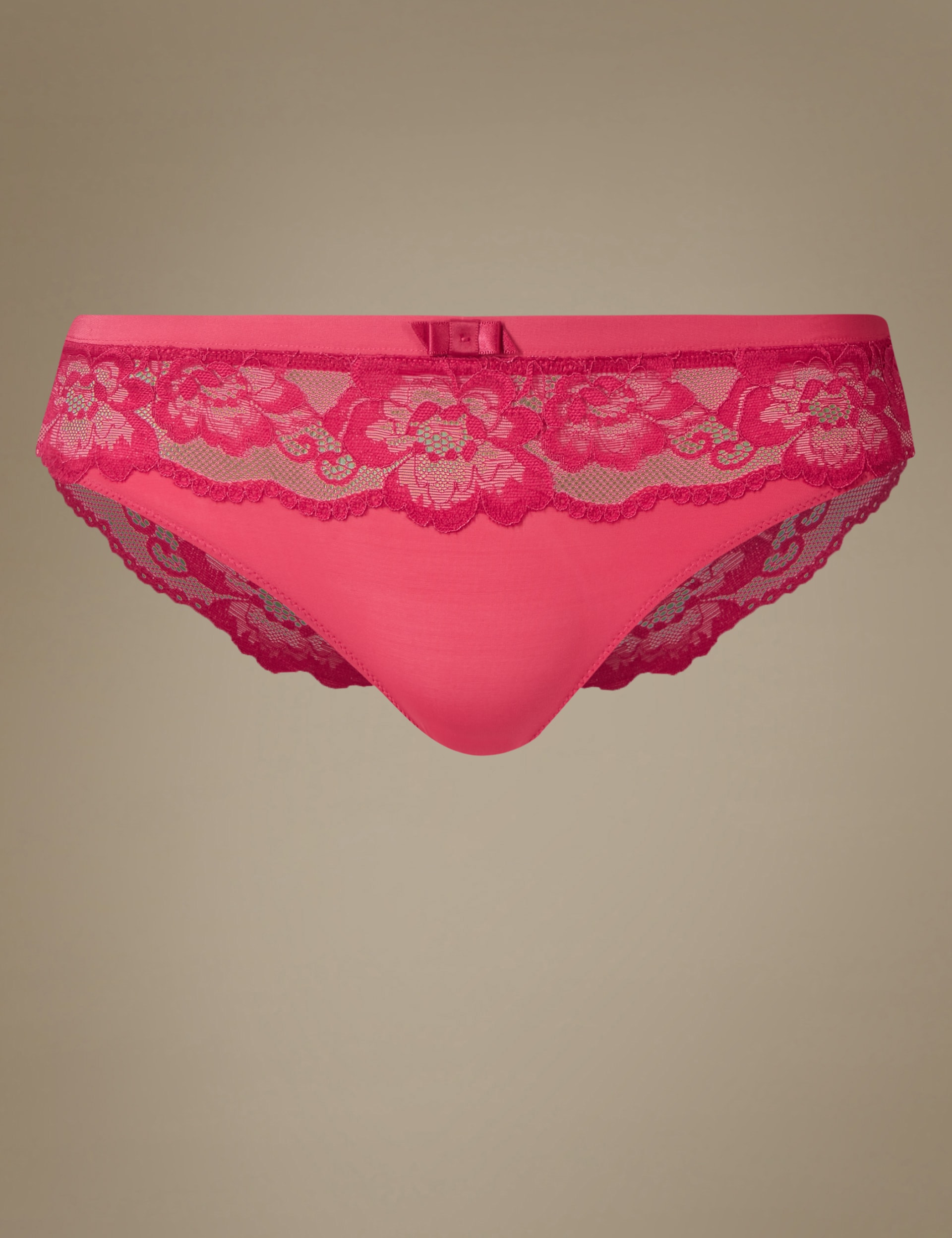 Lace Trim High Shine Brazilian Knickers Image 2 of 6