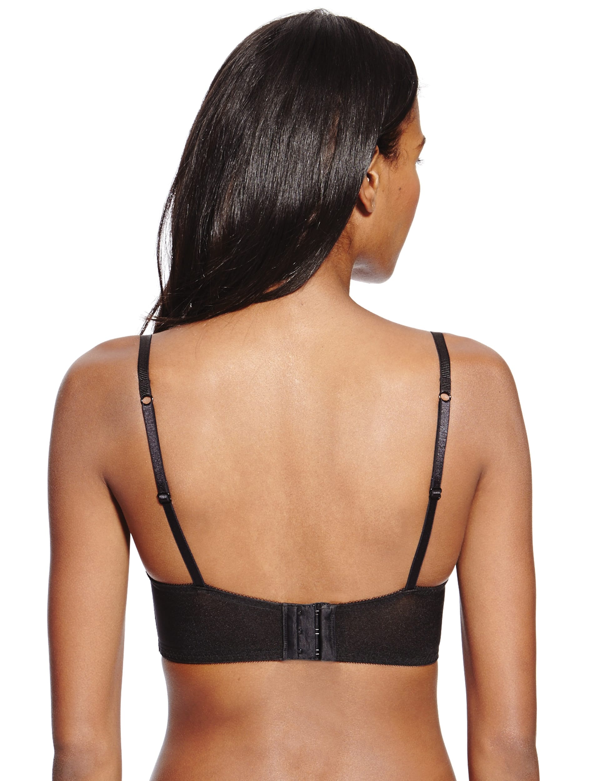 Floral Lace & Ribbon Slot Longline Plunge Bra A-E Image 2 of 3