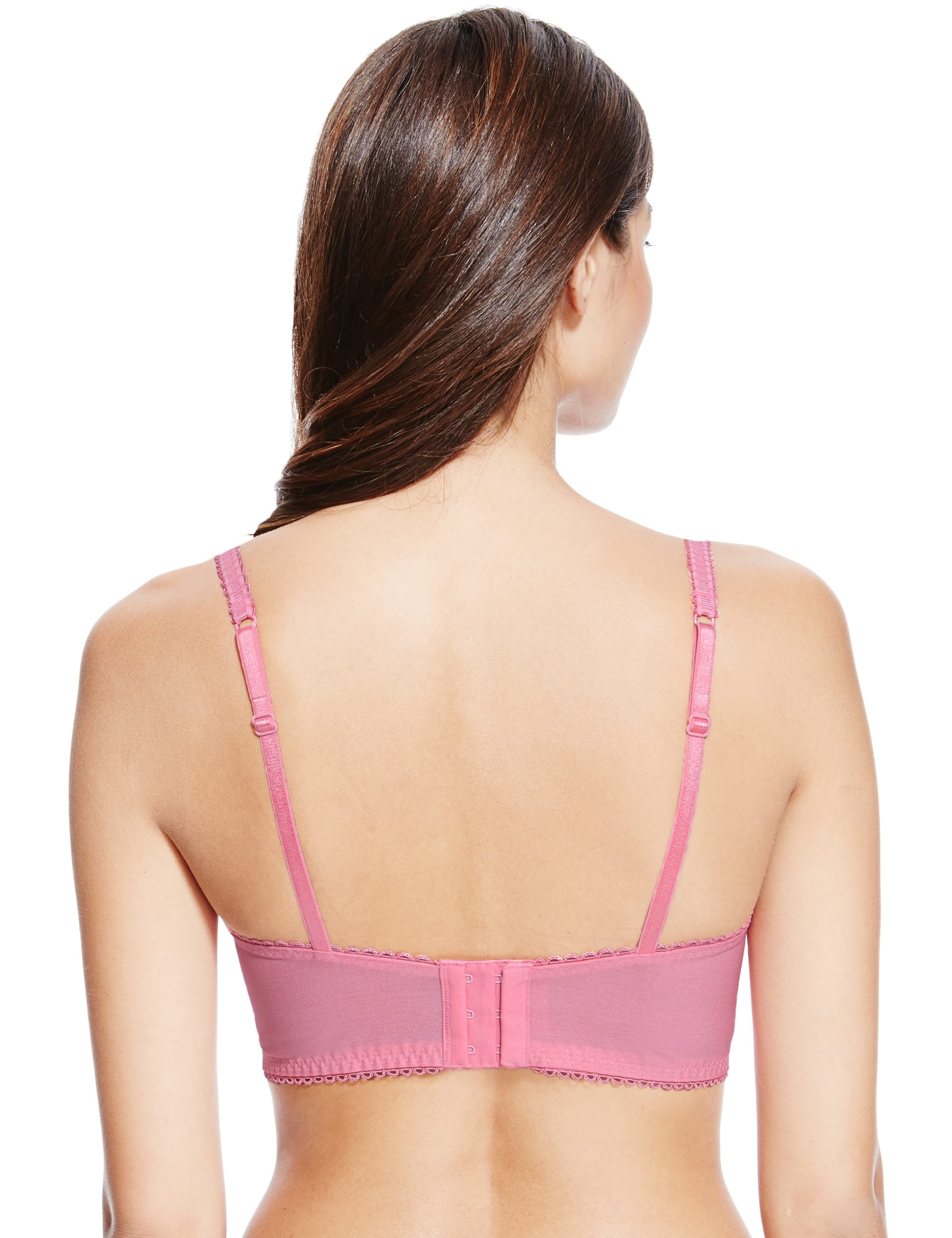 Overlaid Lace Satin Plunge Longline Bra A-E Image 2 of 4