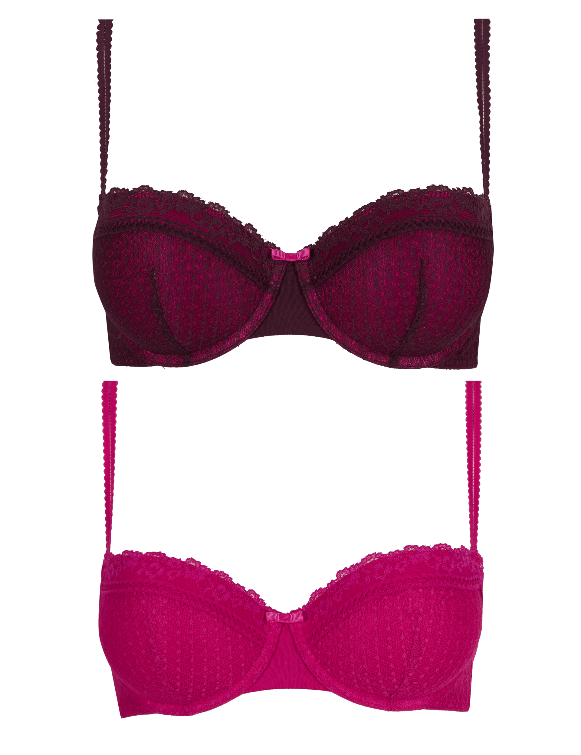 2 Pack Textured Push Up Balcony Bras A-DD Image 2 of 7