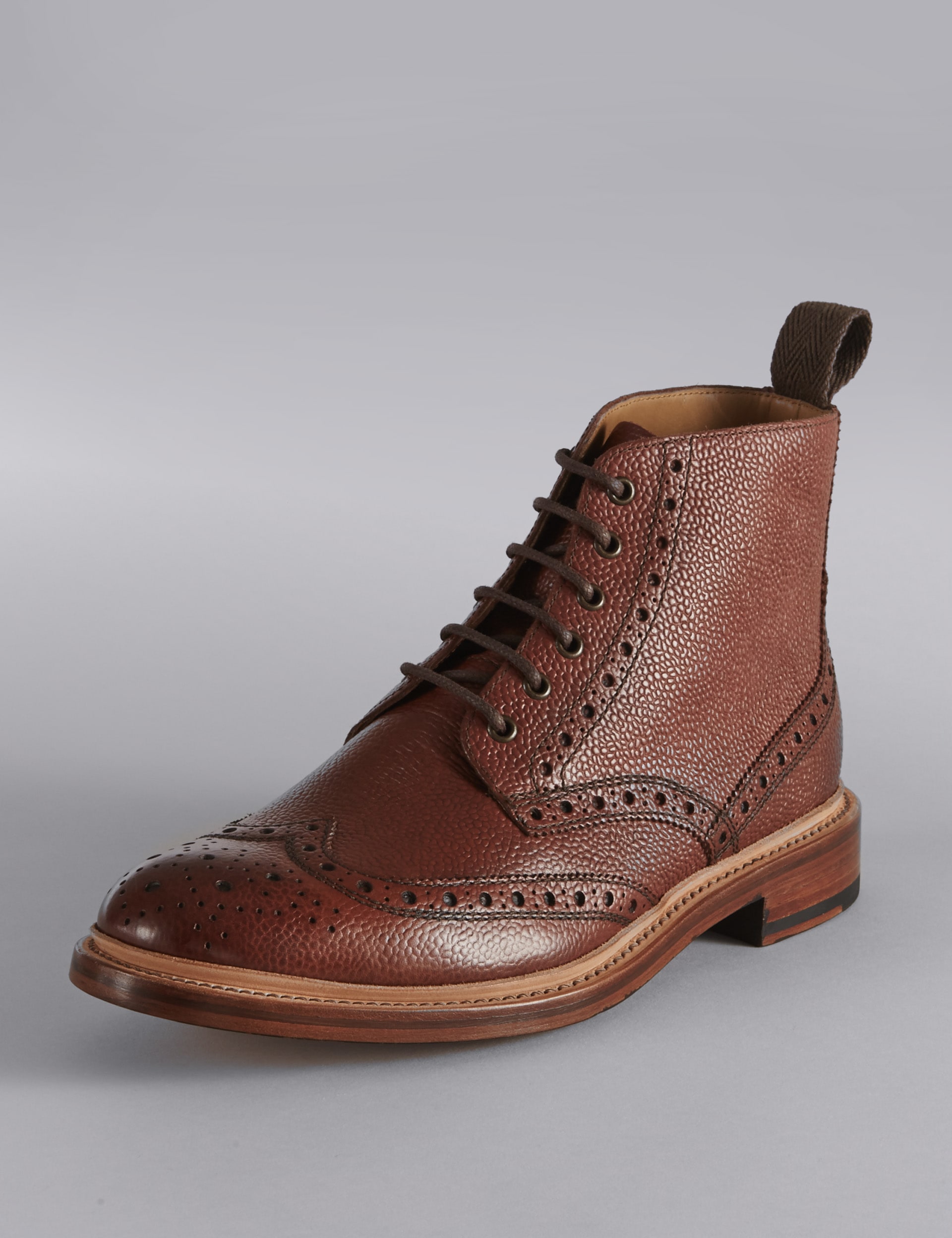 Leather Lace Up Brogue Boots M S Collection M S