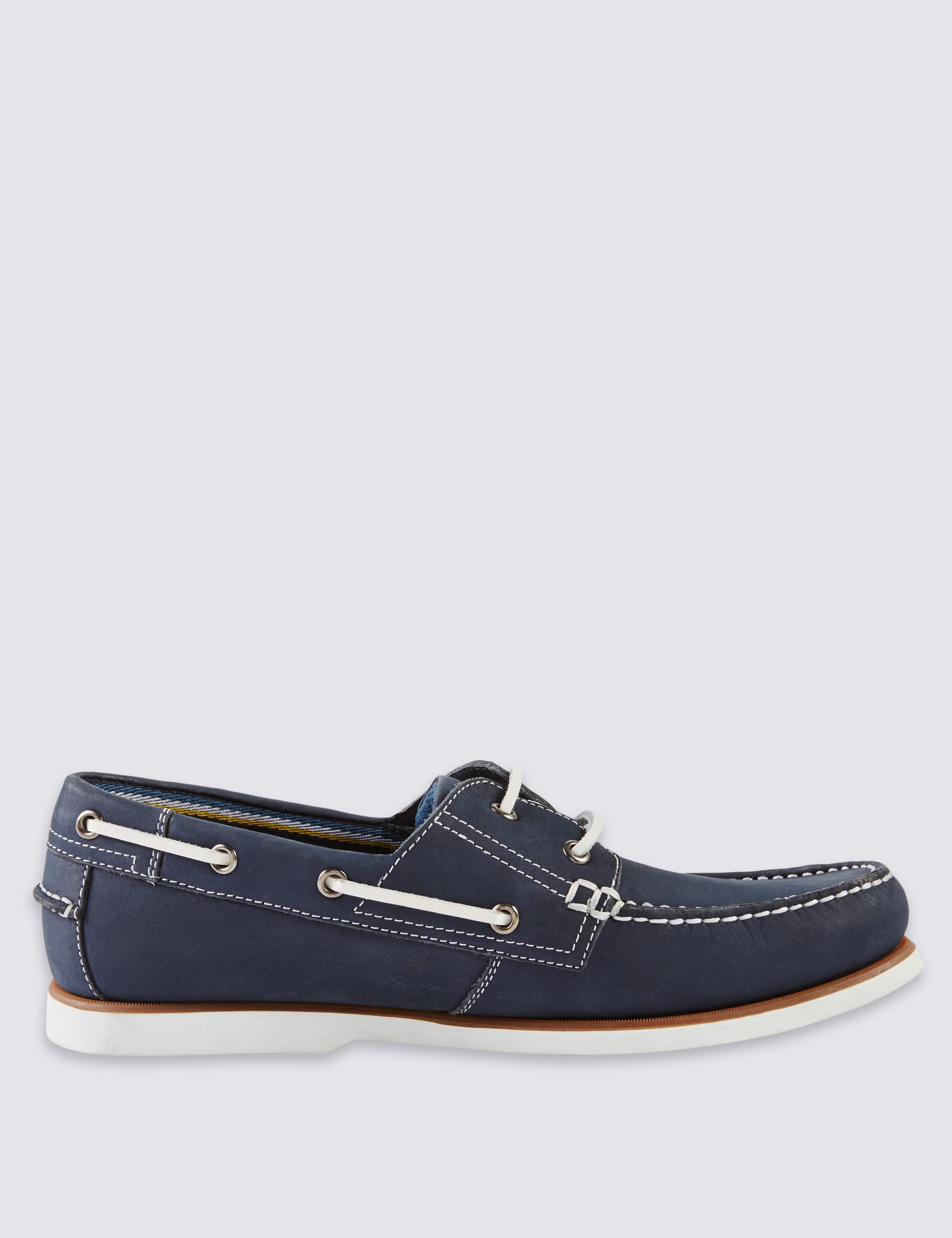 Leather Lace-Up Boat Shoes with Freshfeet™ Image 2 of 5