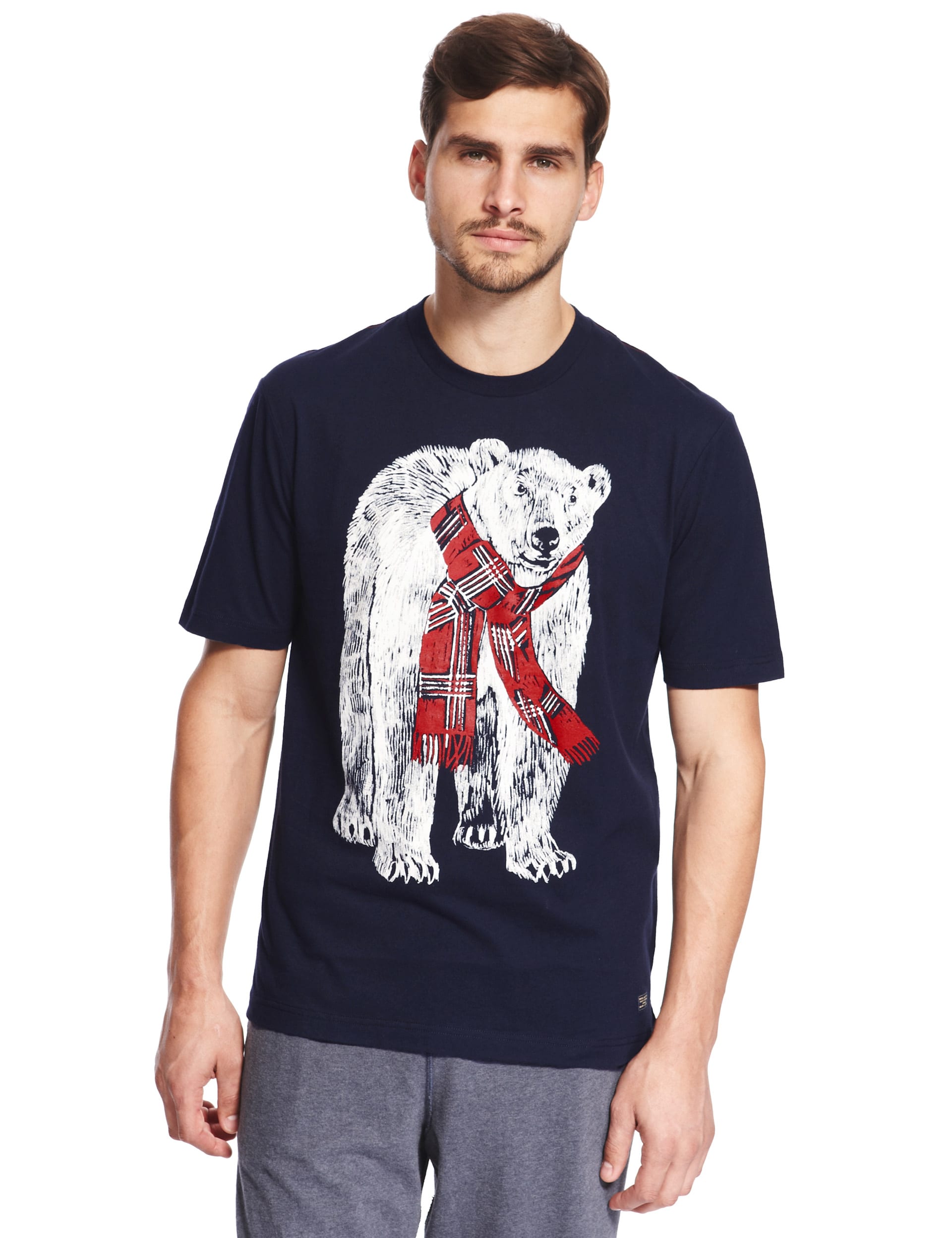Pure Cotton Christmas Polar Bear Pyjama T-Shirt Image 2 of 3