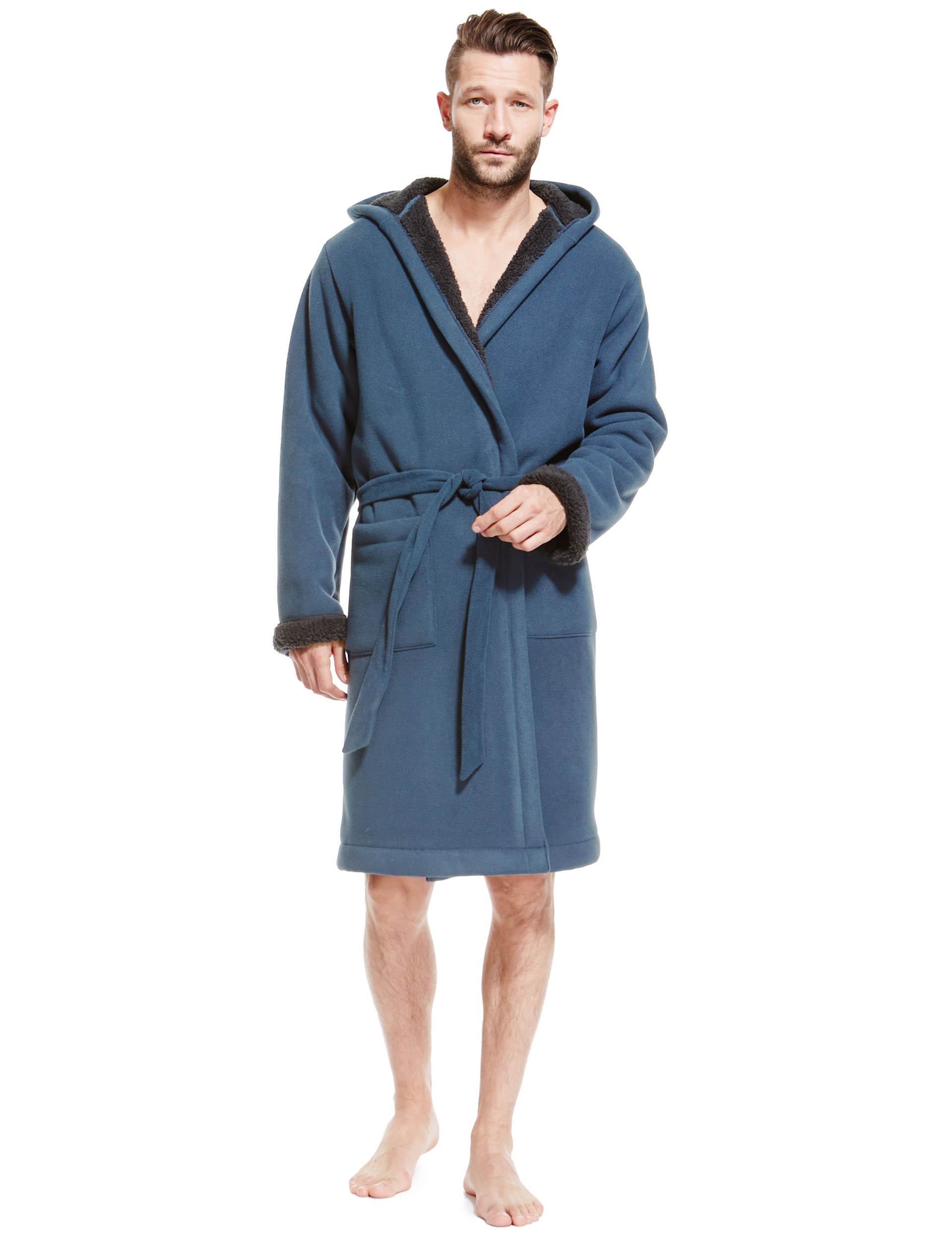 Hooded Fleece Dressing Gown Image 2 of 3