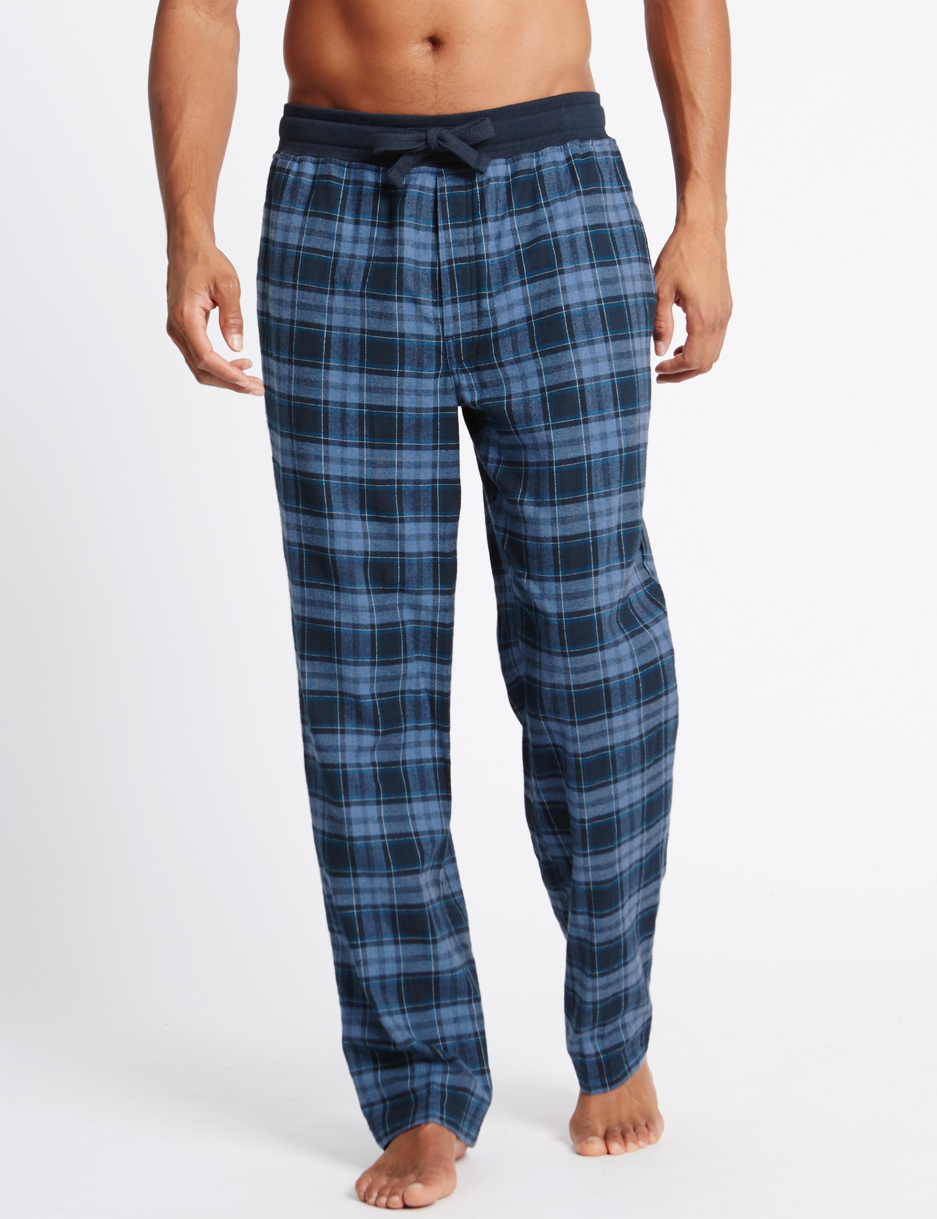 Pure Cotton Checked Pyjama Bottoms Image 2 of 4