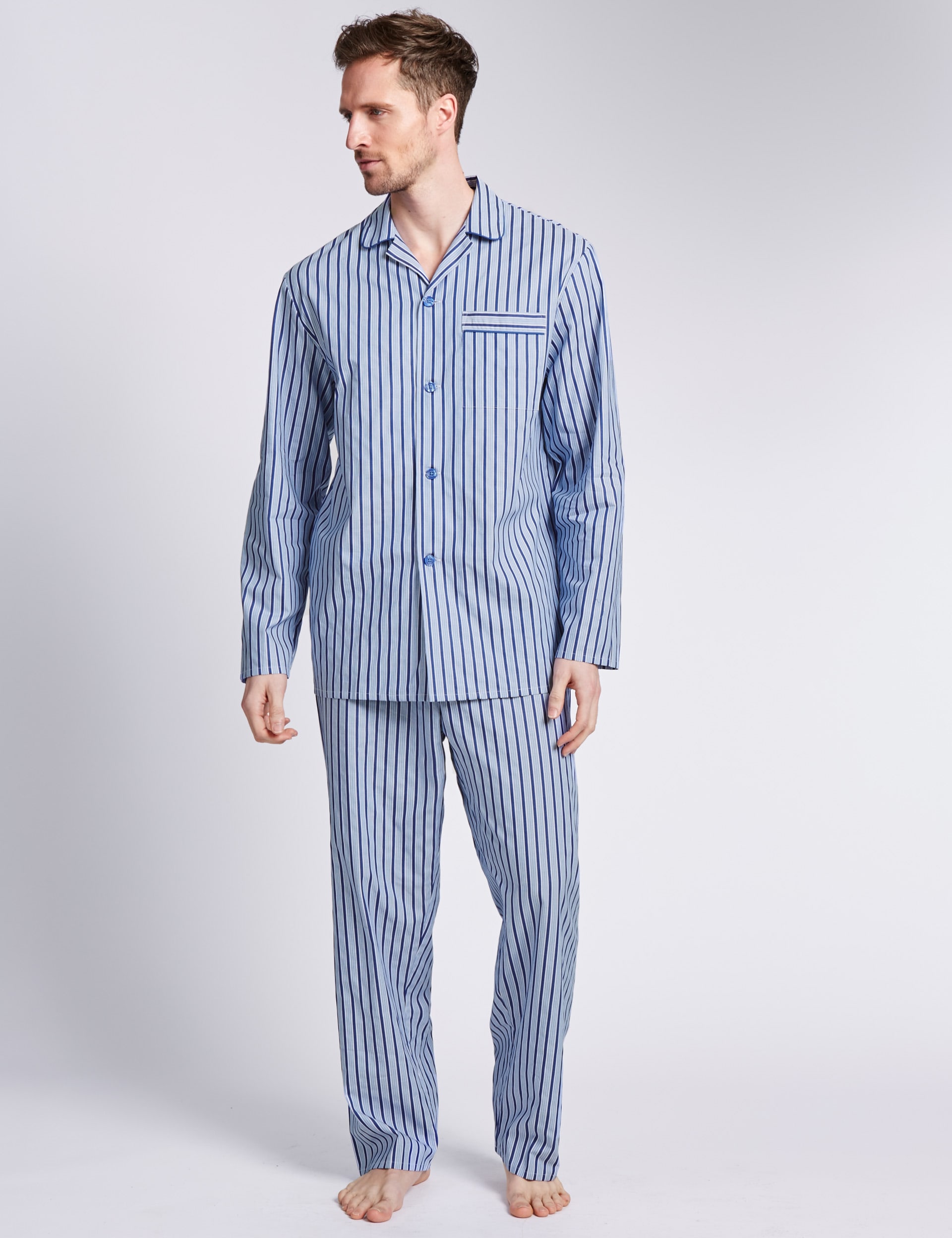 Pure Cotton Bold Striped Pyjamas Image 2 of 4
