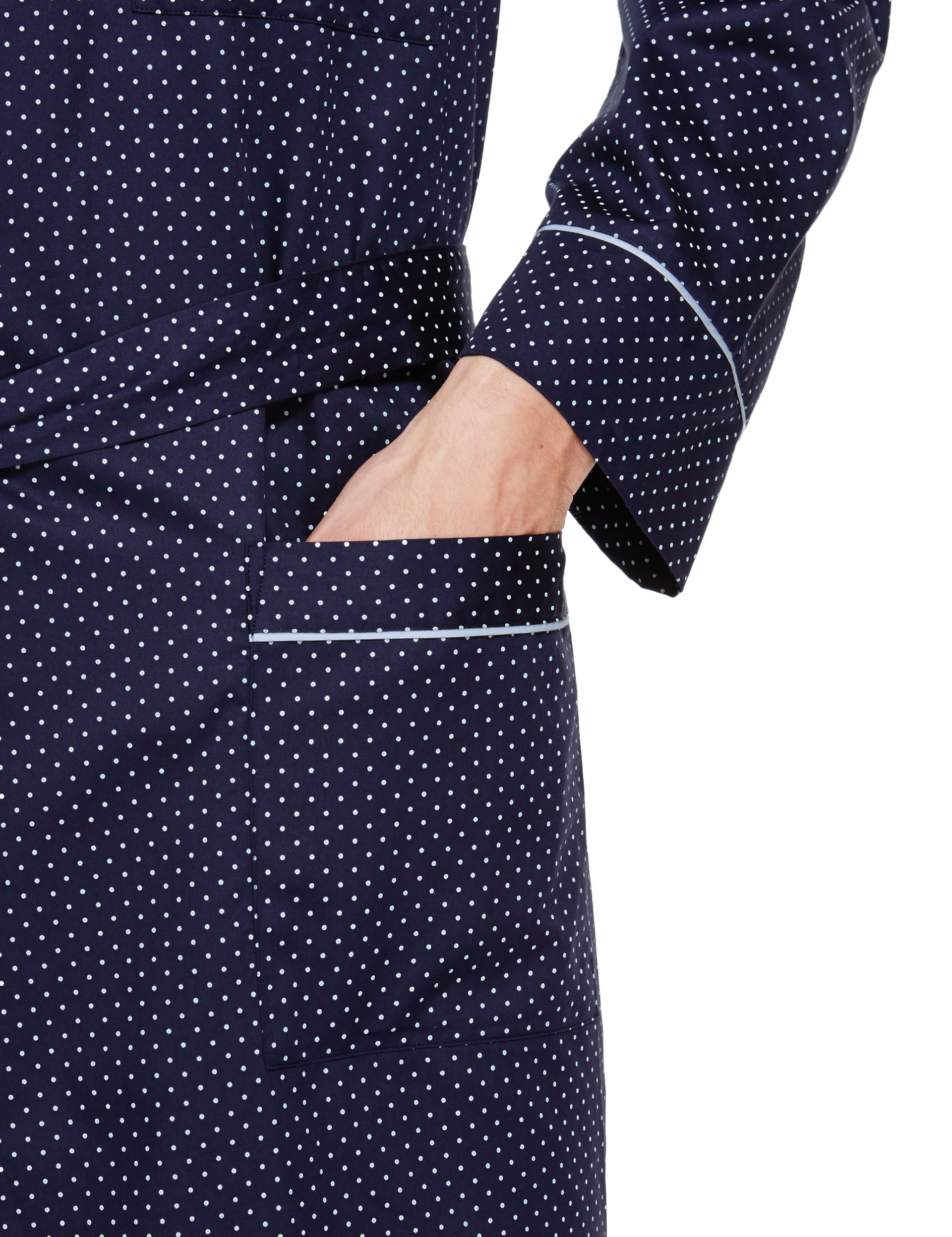 Pure Egyptian Cotton Spotted Dressing Gown Image 2 of 5