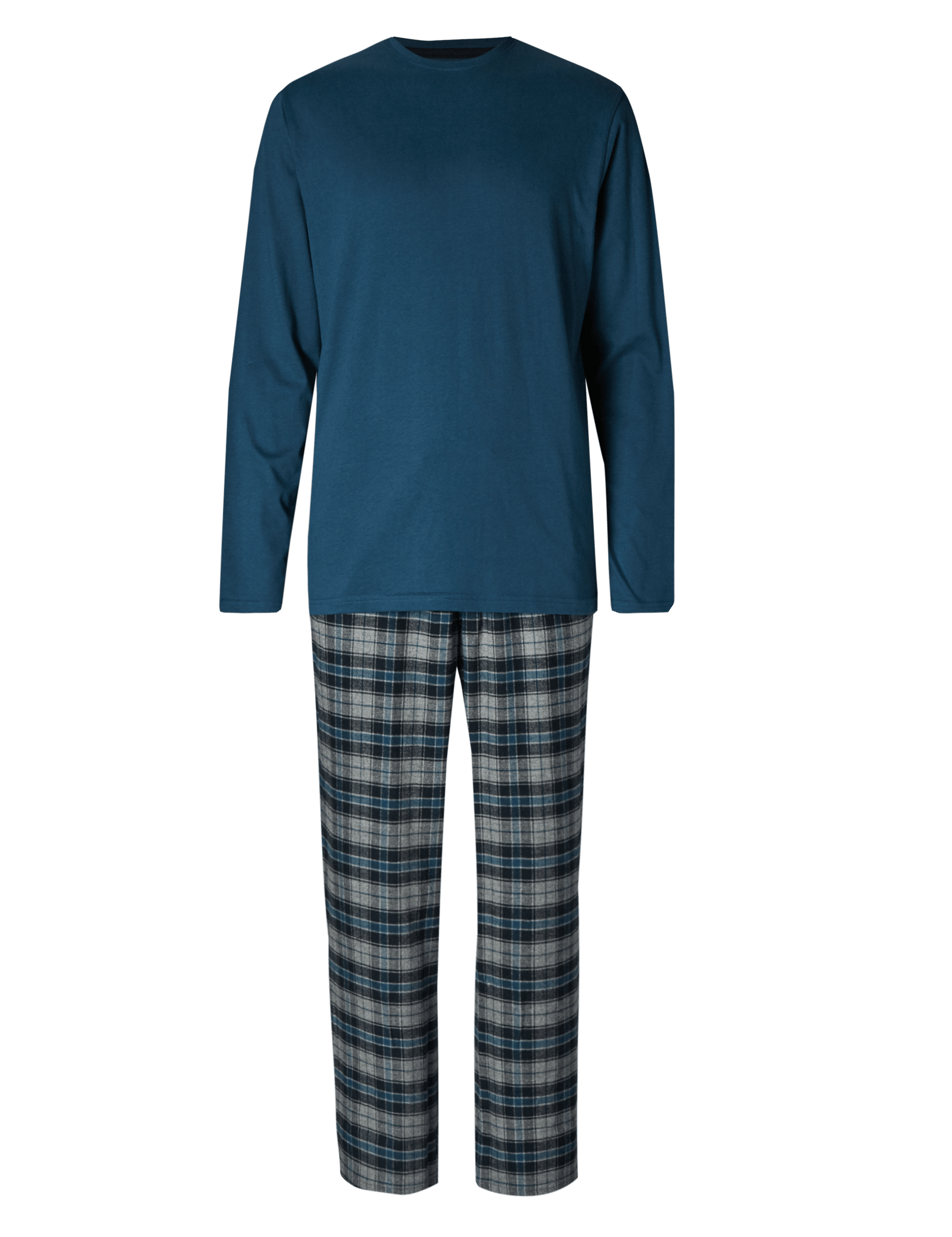 Brushed Cotton Stay Soft Checked Pyjama Set Image 2 of 5