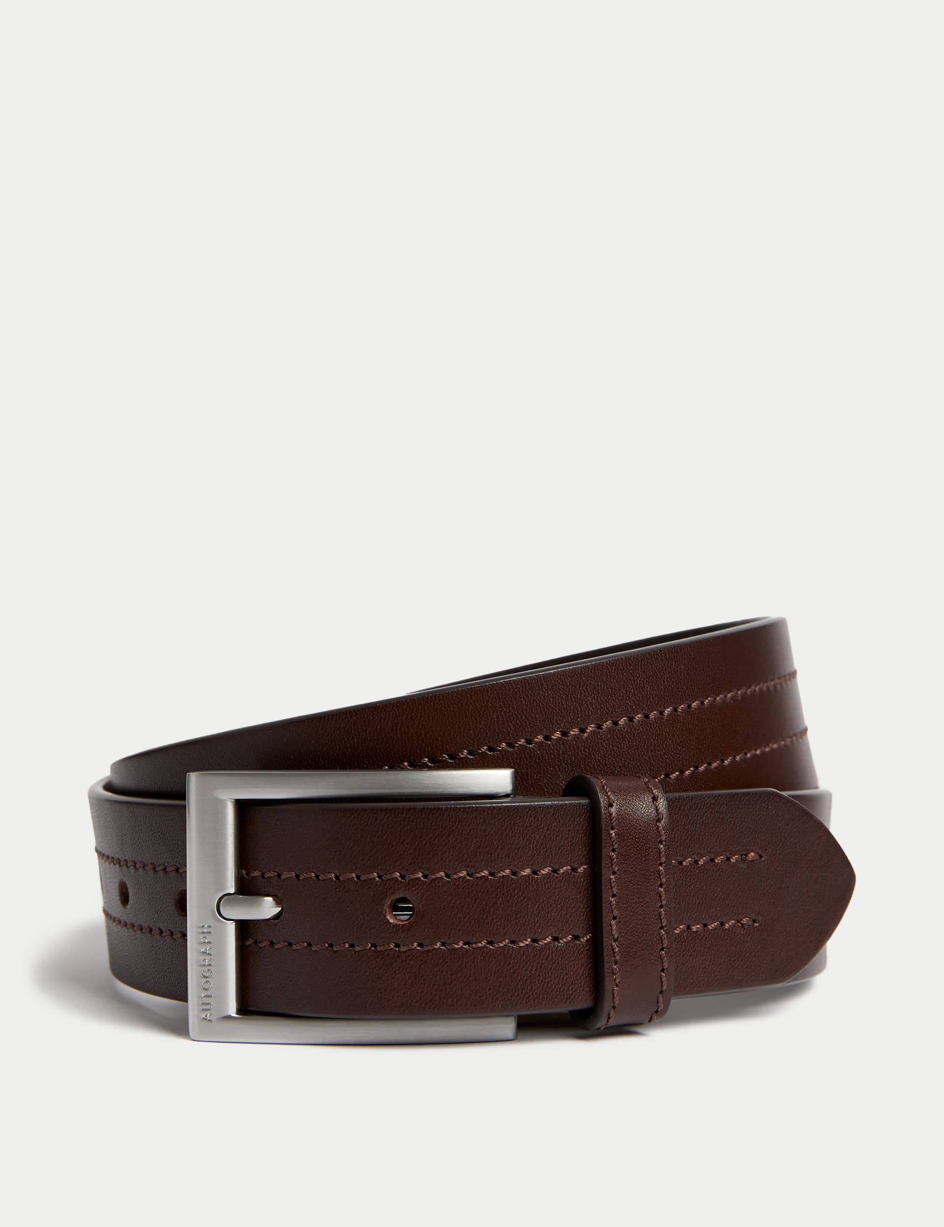 Italian Leather Rectangular Buckle Belt | Autograph | M&S