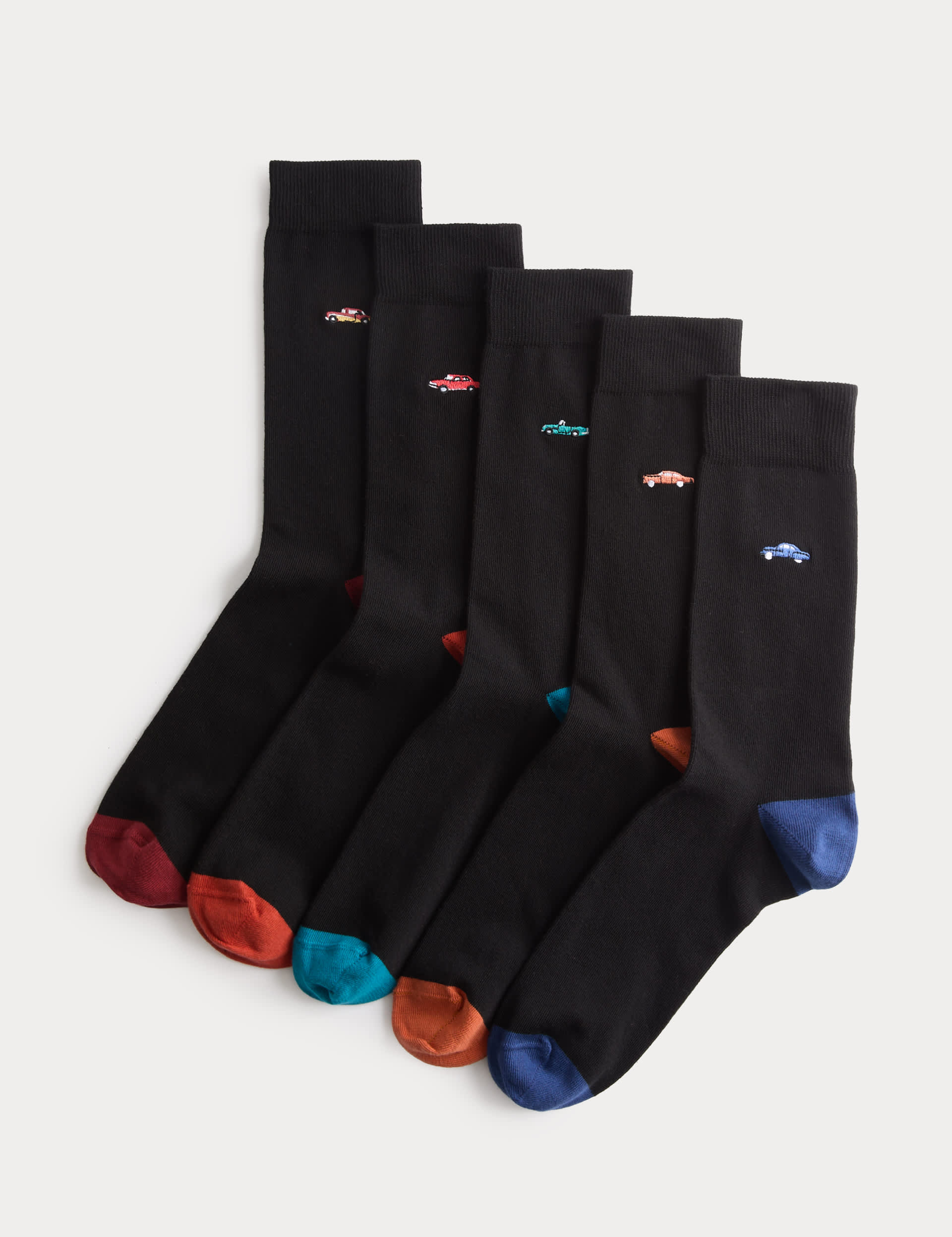 5 Pack Cool & Fresh™ Vintage Car Cotton Rich Socks by M&S