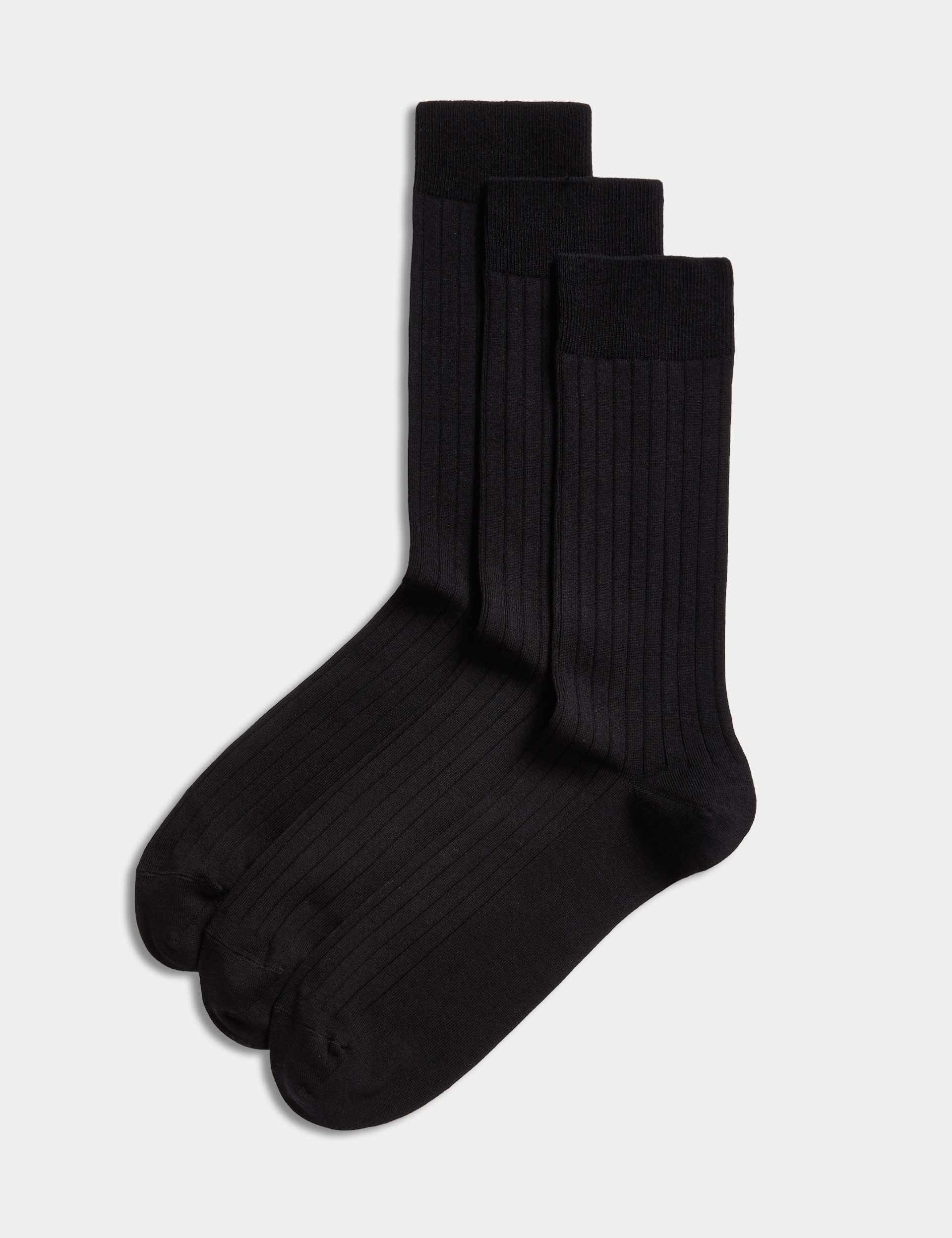 3pk Egyptian Cotton Rich Ribbed Socks