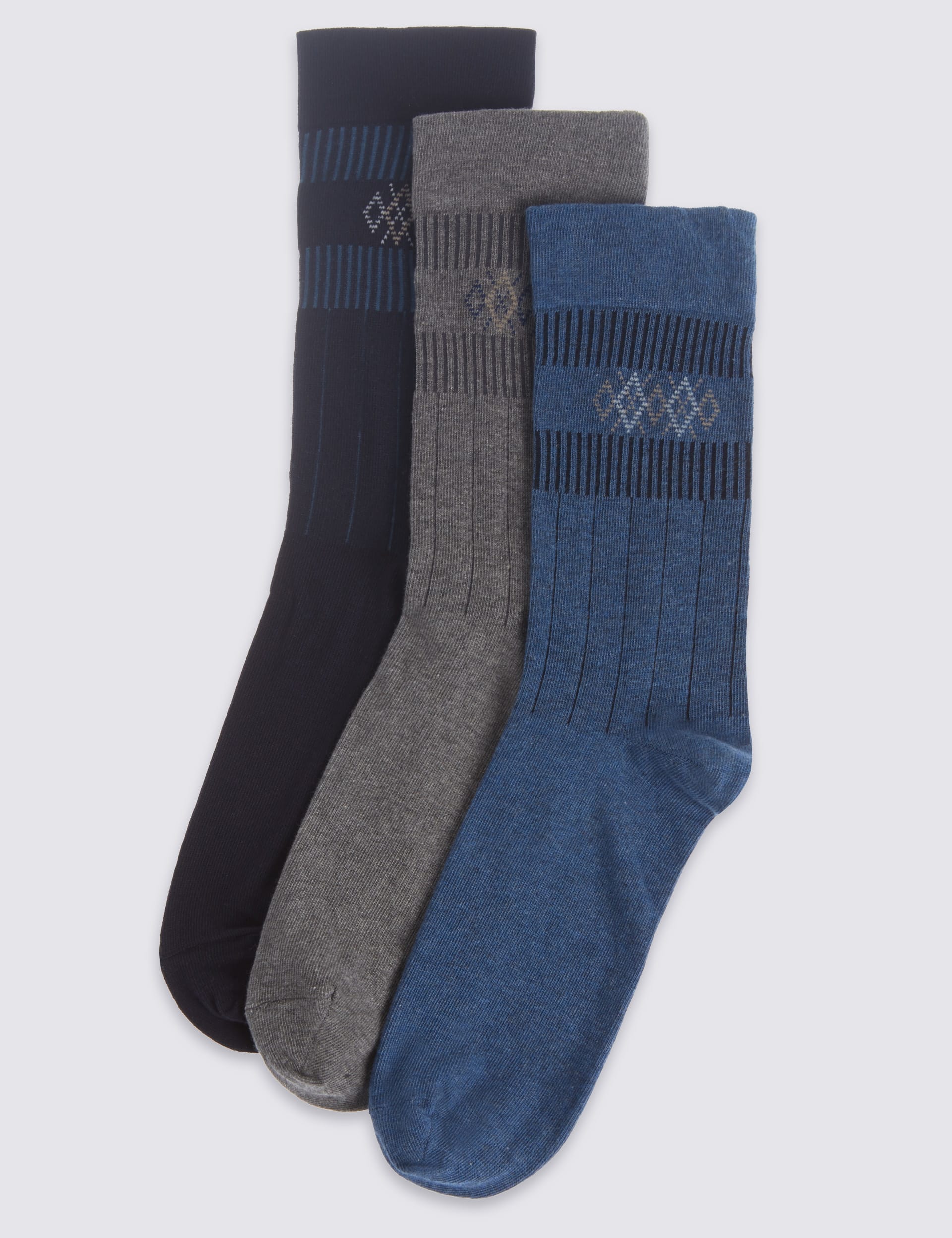 3 Pairs of Cotton Rich Non Elastic Socks Image 1 of 2