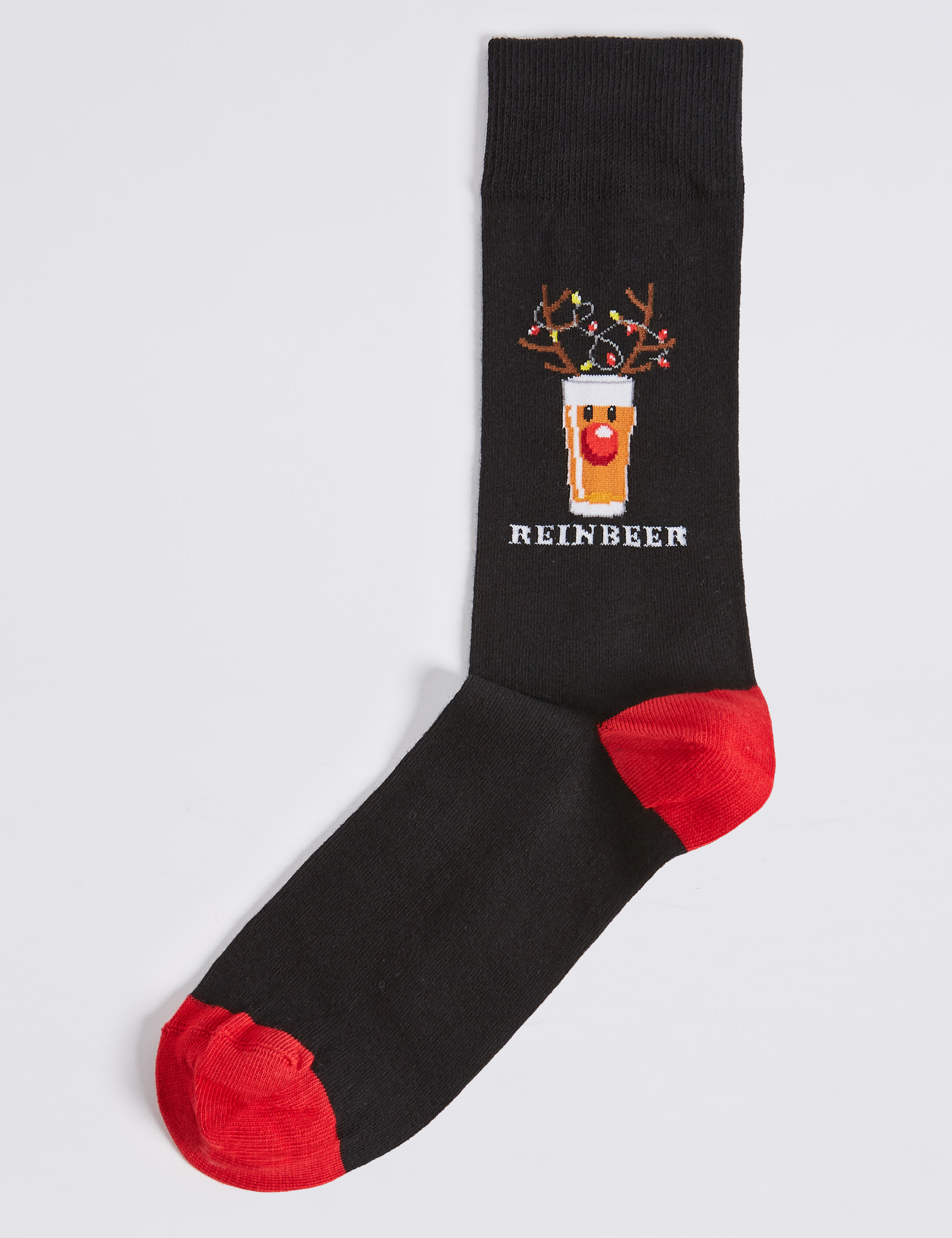 1 Pair of Christmas Reinbeer Socks Image 1 of 2