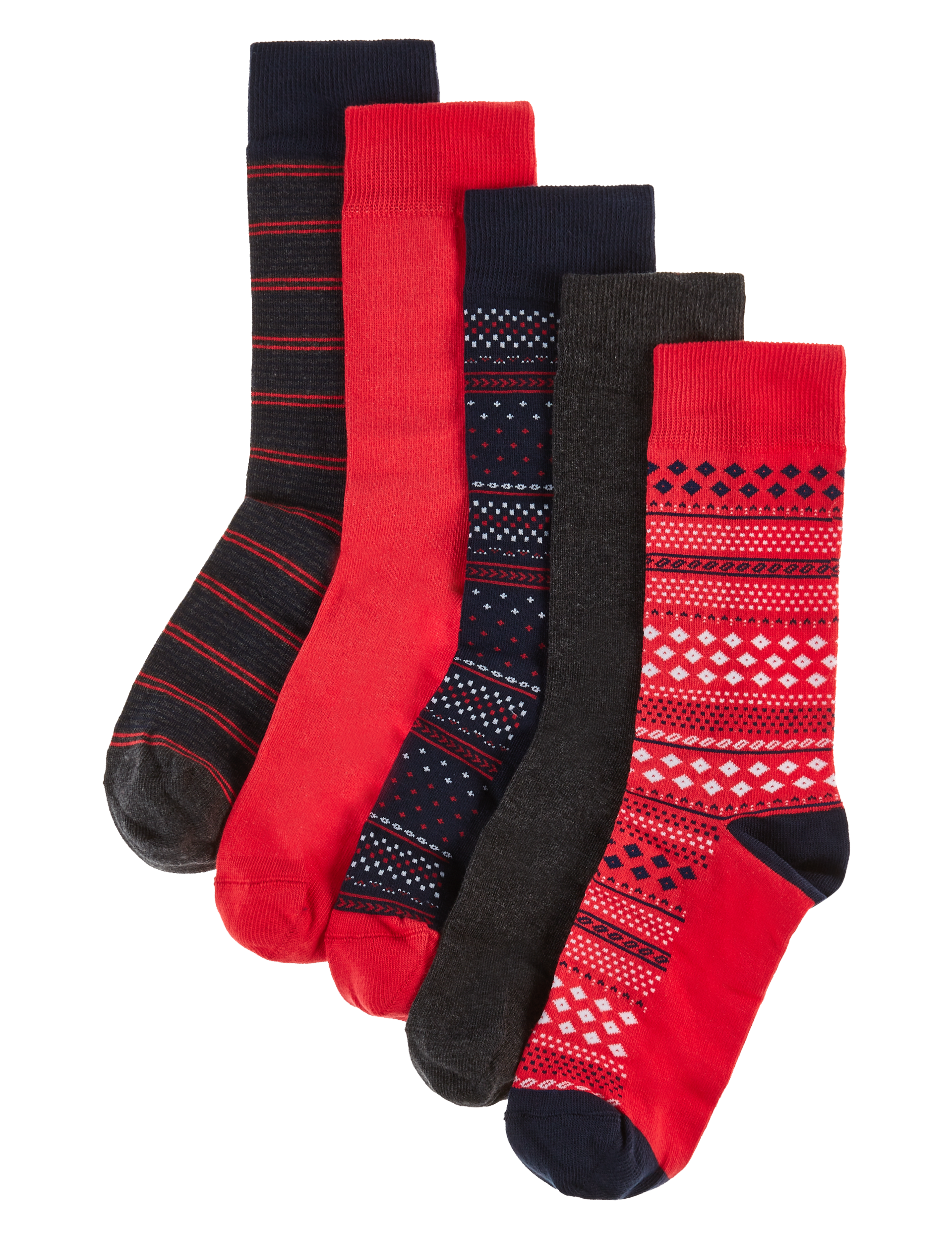 5 Pairs Pack Christmas Fairisle Boxed Socks Image 2 of 3
