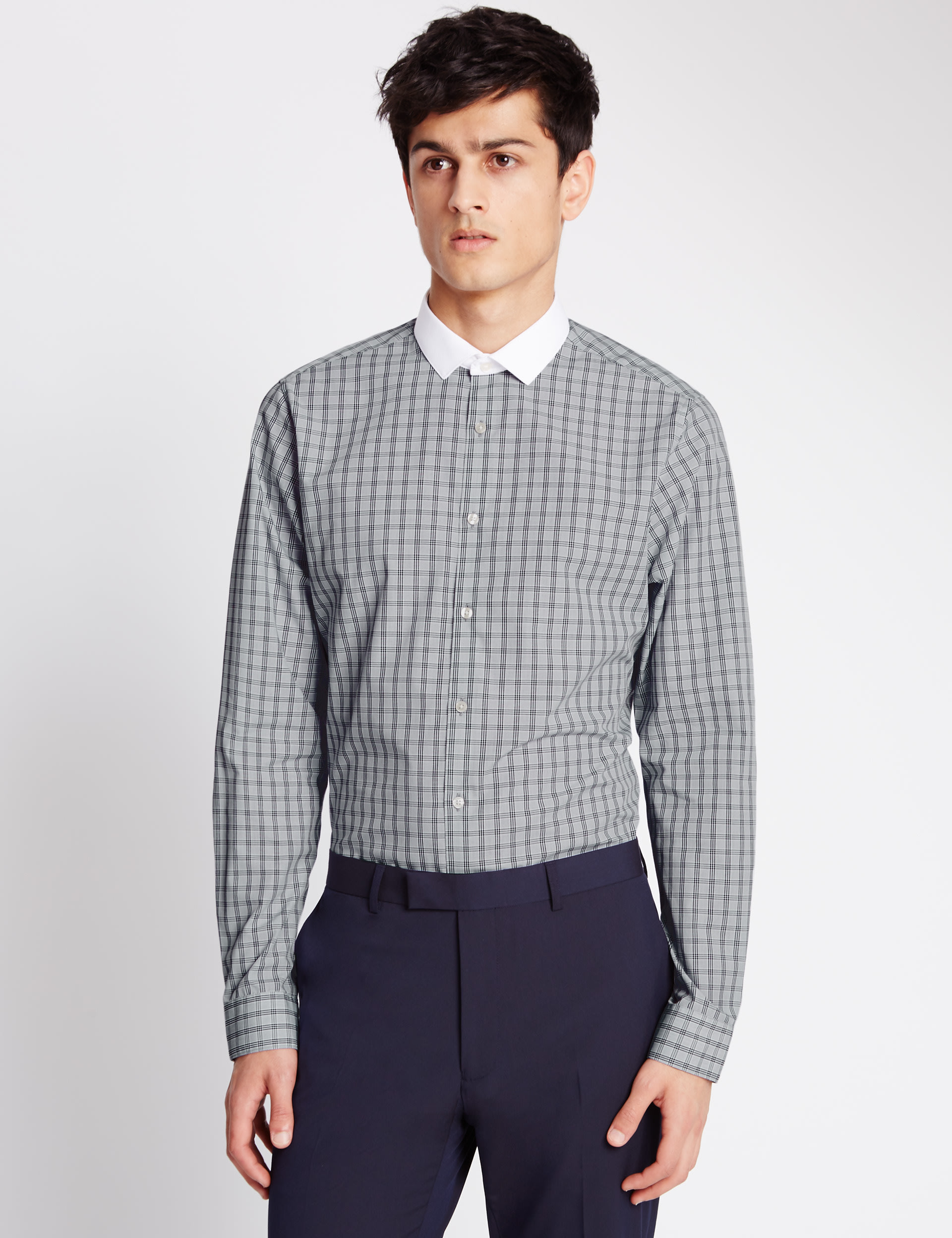Super Slim Fit Winchester Prince of Wales Checked Shirt Image 2 of 6