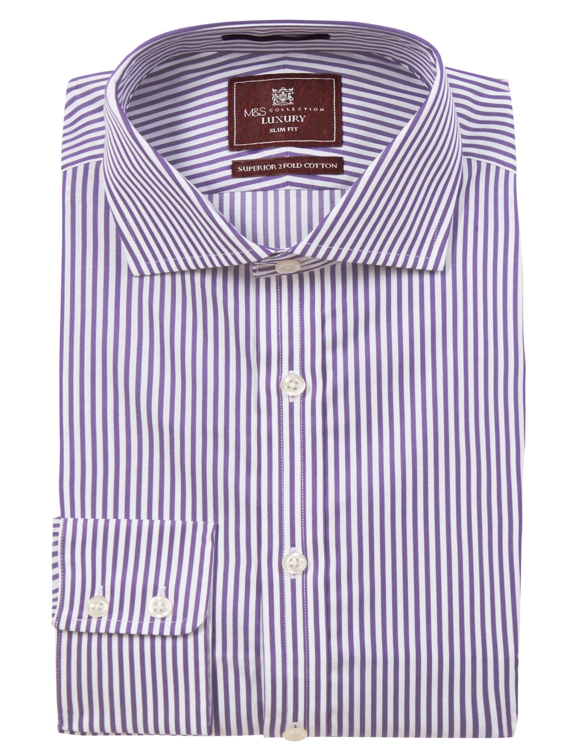 Pure Cotton Slim Fit Bengal Striped Shirt Image 2 of 6