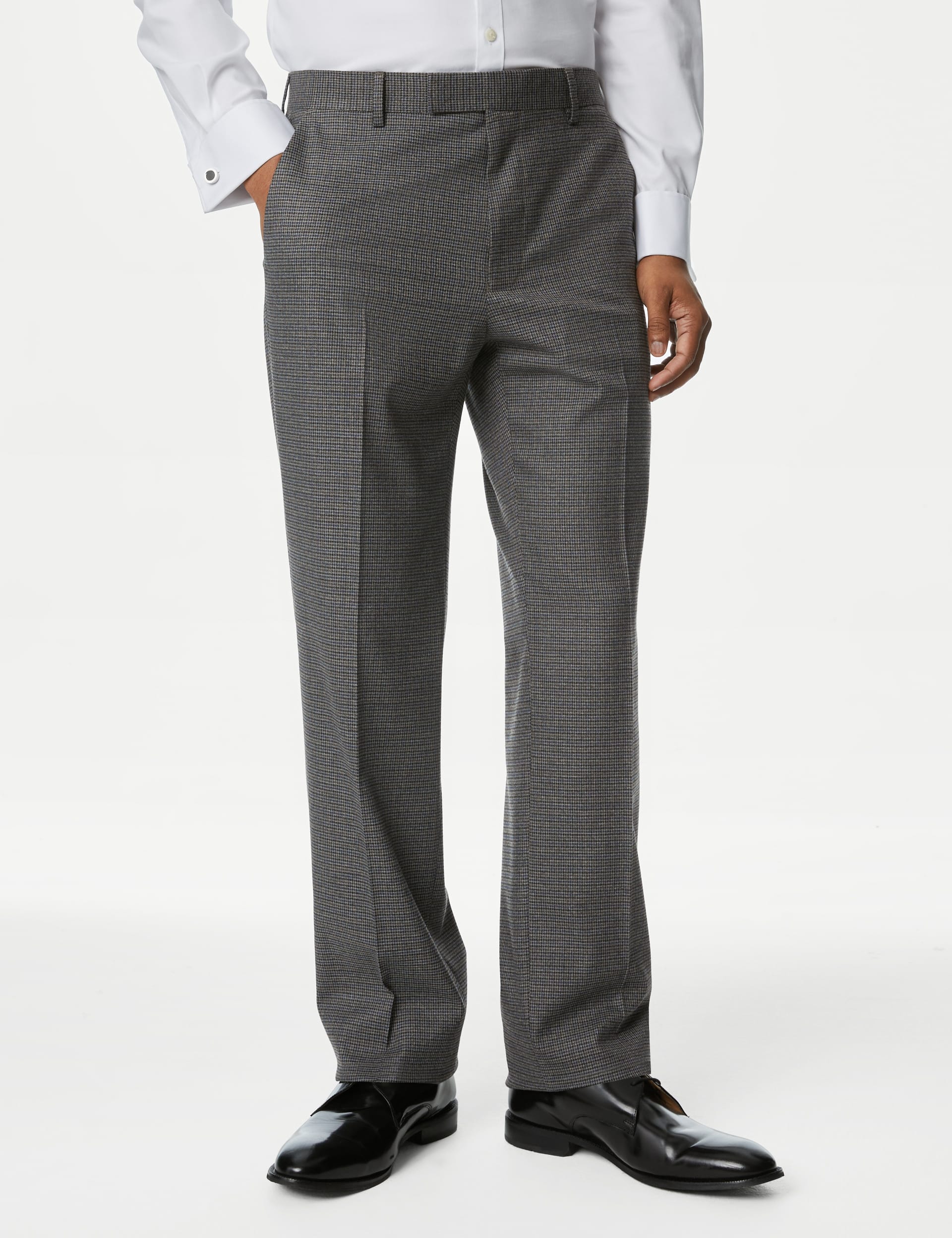 Regular Fit Puppytooth Suit Trousers
