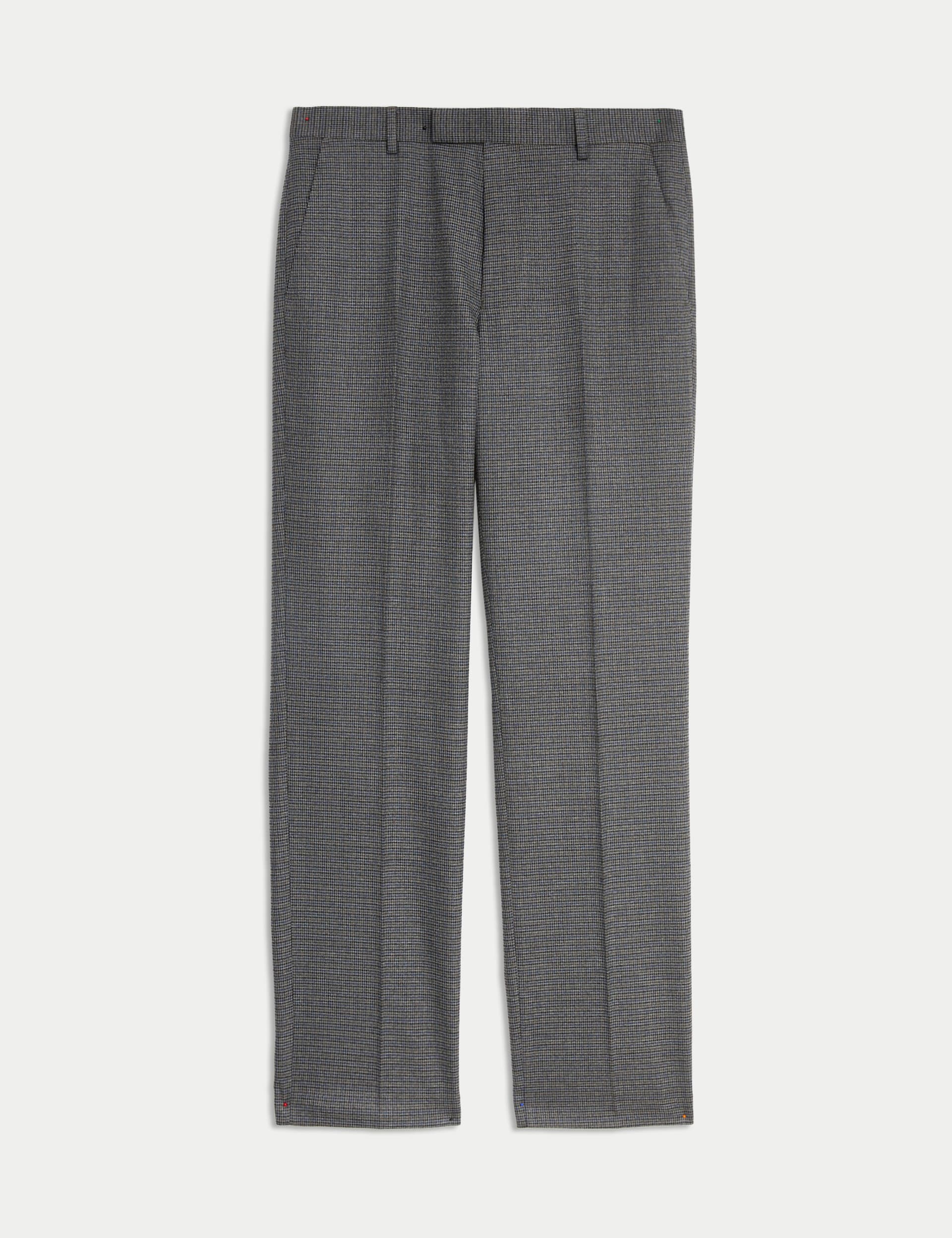 Regular Fit Puppytooth Suit Trousers