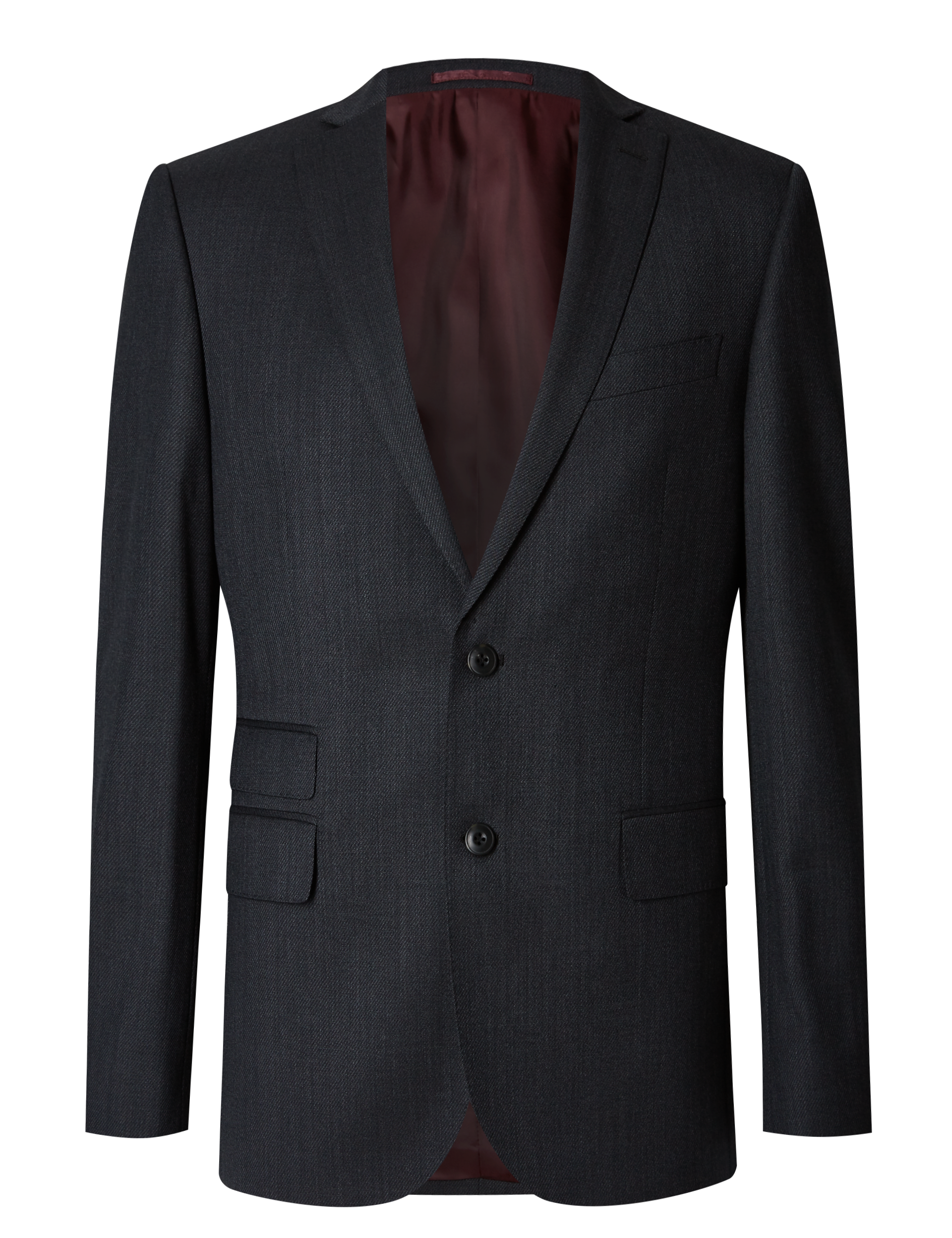 Charcoal Textured Slim Fit Wool Jacket Image 2 of 7