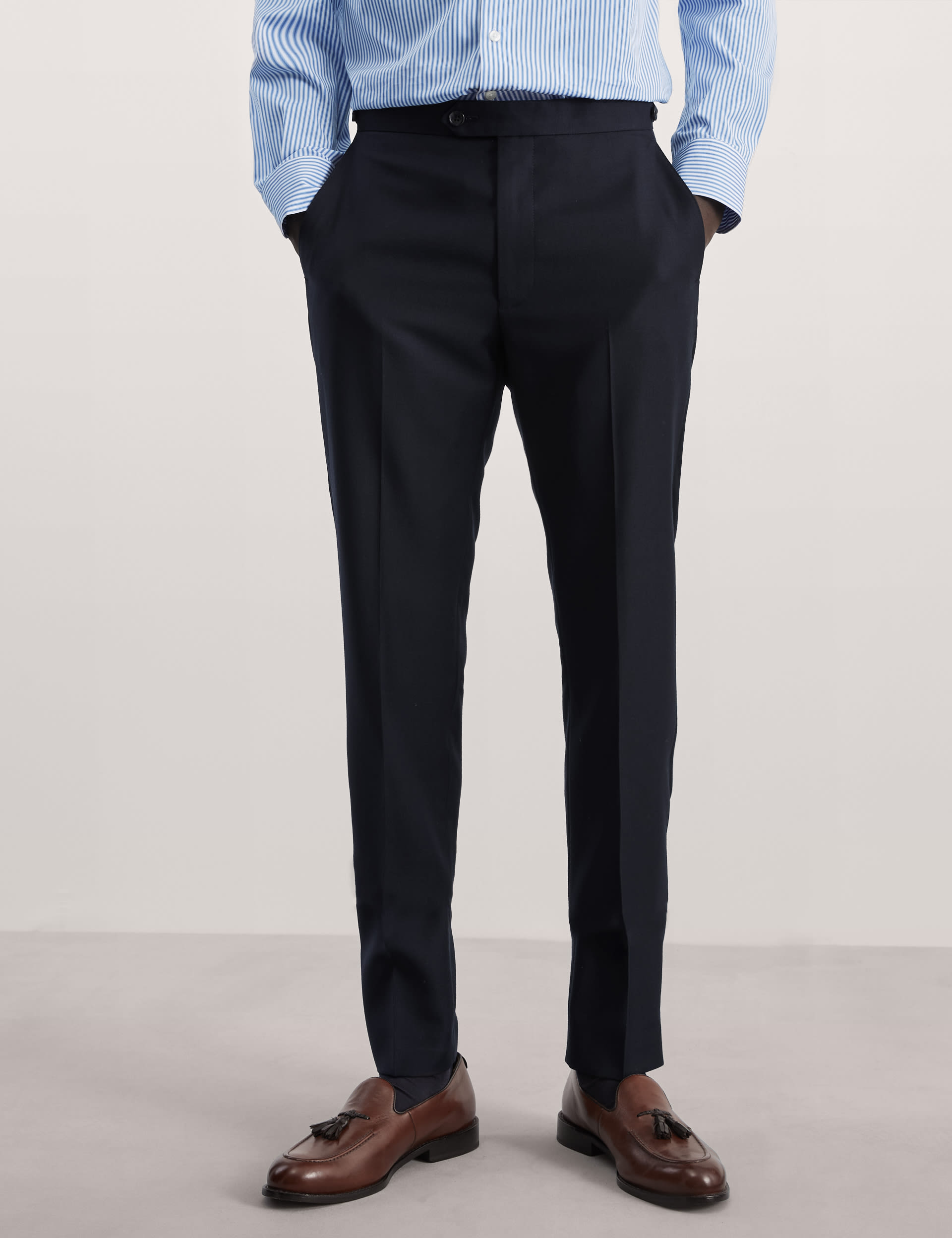 Tailored Fit Pure Wool Twill Suit Trousers