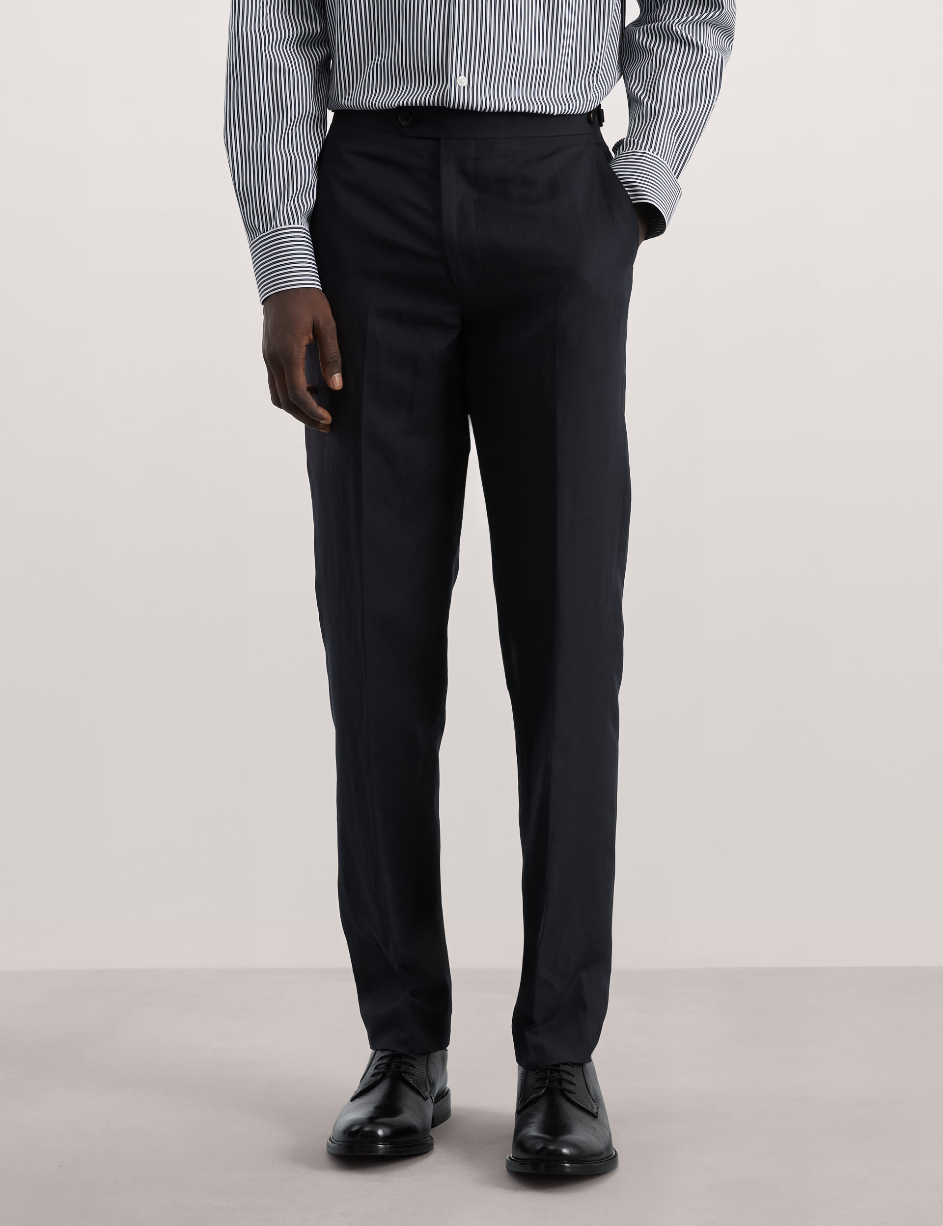 Tailored Fit Silk Linen Blend Trousers