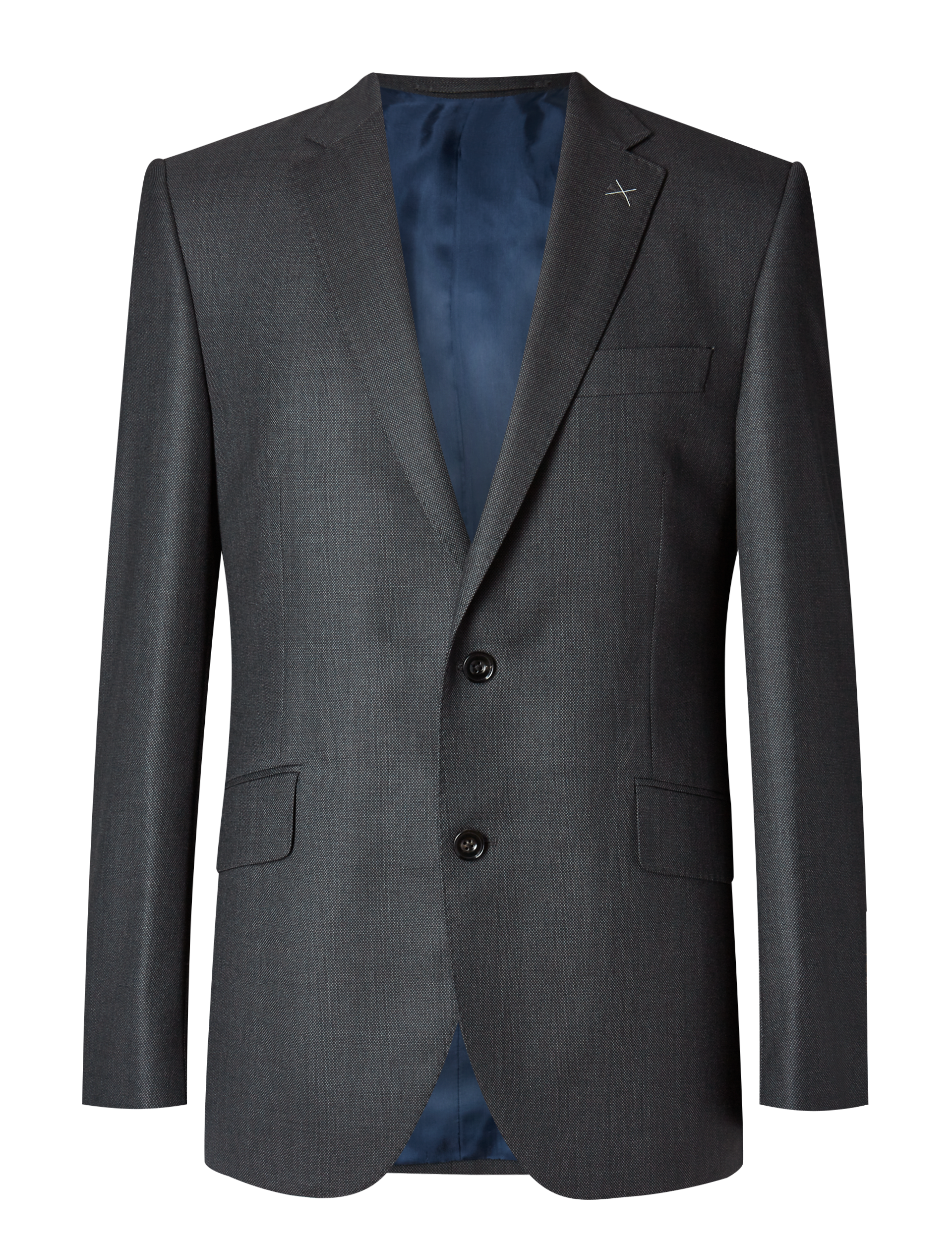 Charcoal Textured Tailored Fit Wool Jacket Image 2 of 9