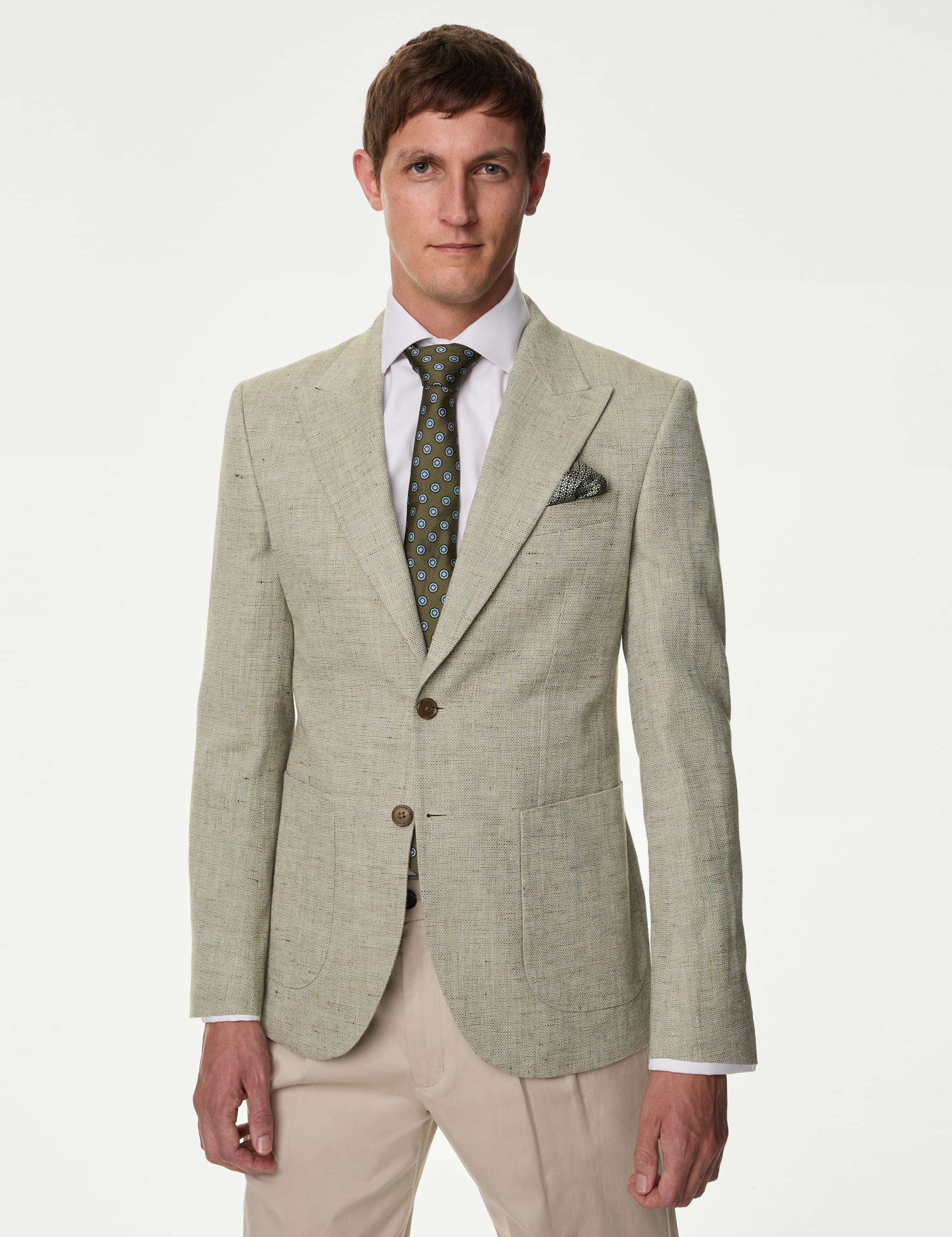 Italian Linen Blend Textured Blazer