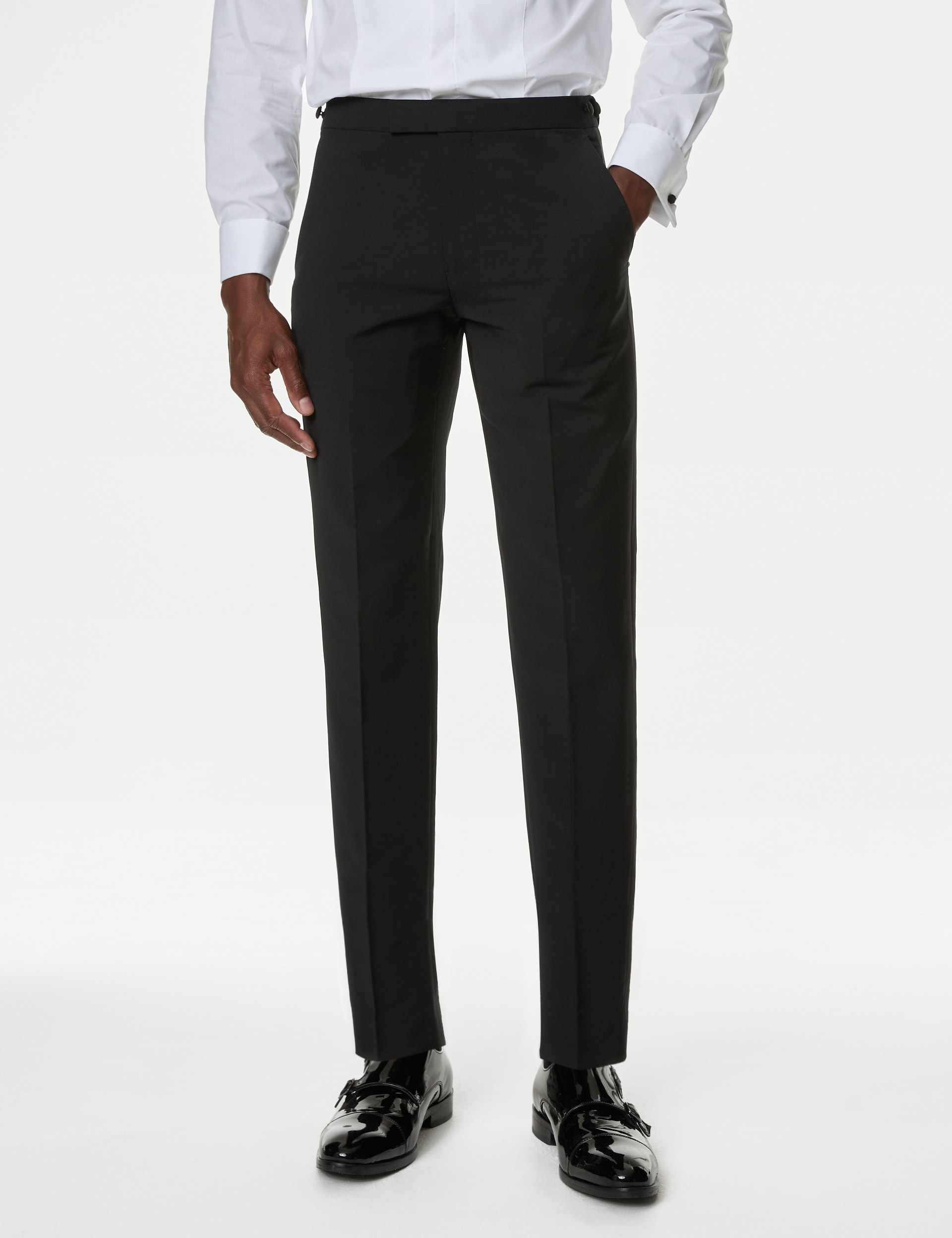 Tailored Fit Wool Blend Tuxedo Trousers