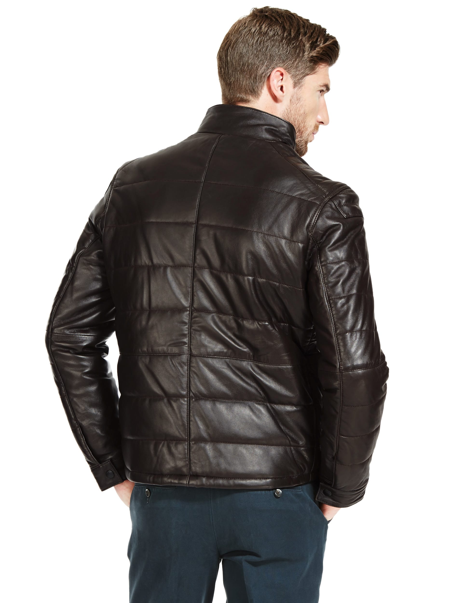 Leather Quilted Bomber Jacket Collezione M S