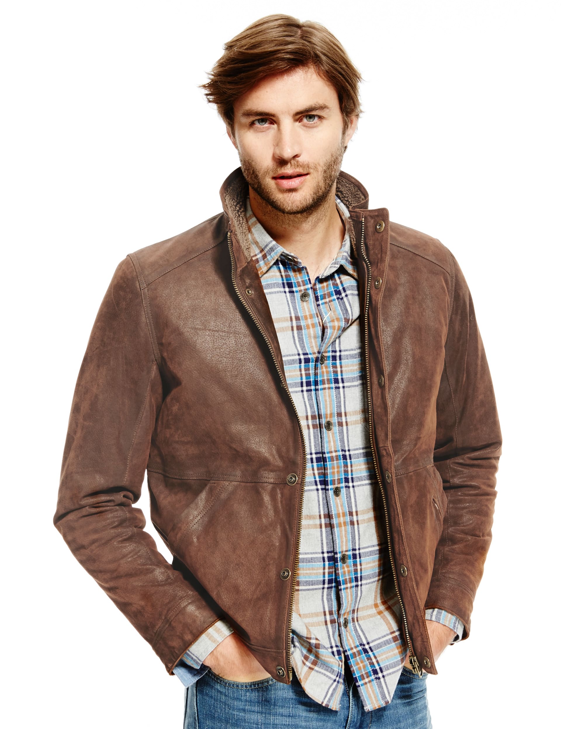 M&s mens suede jacket best sale