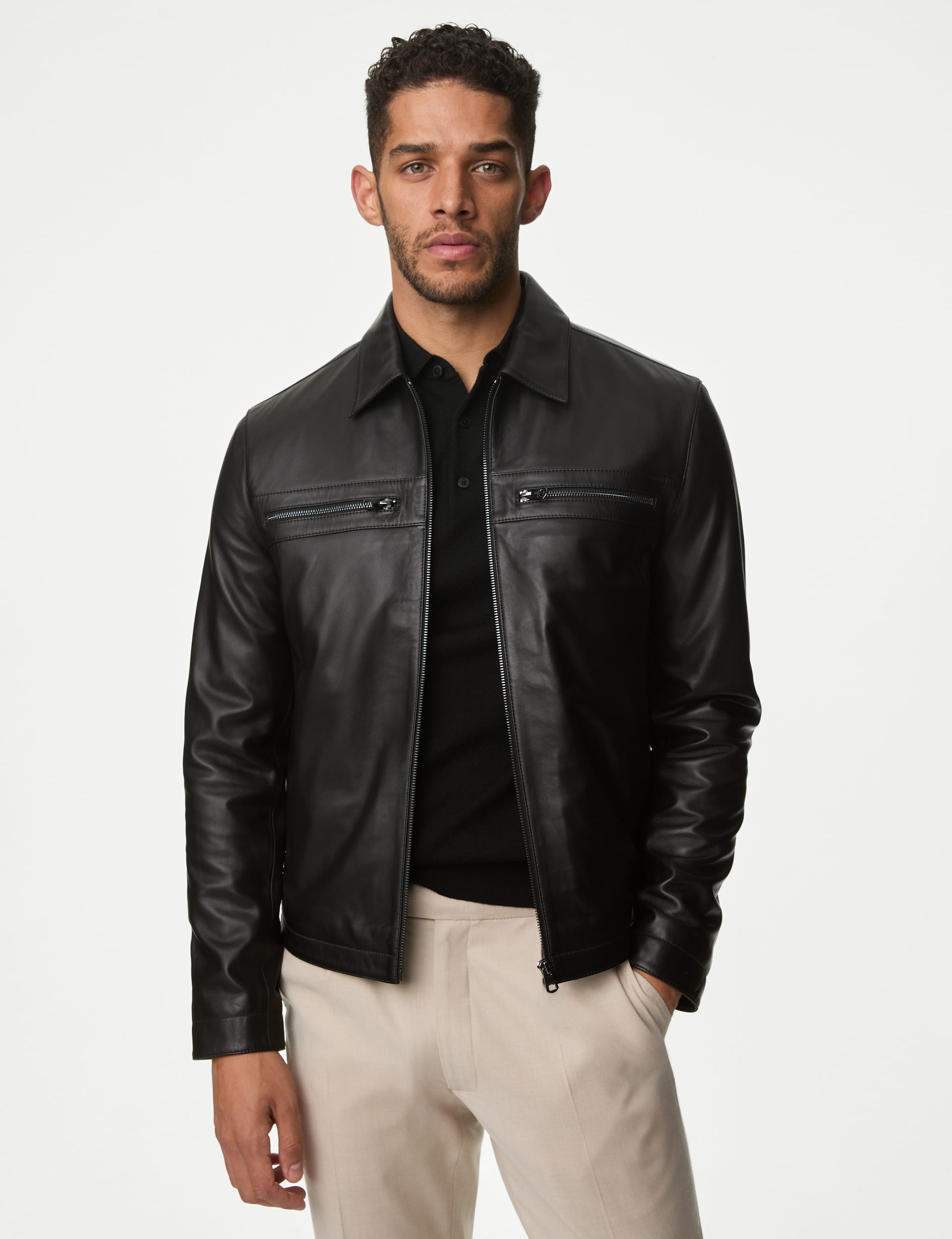 Leather Harrington Jacket | Autograph | M&S