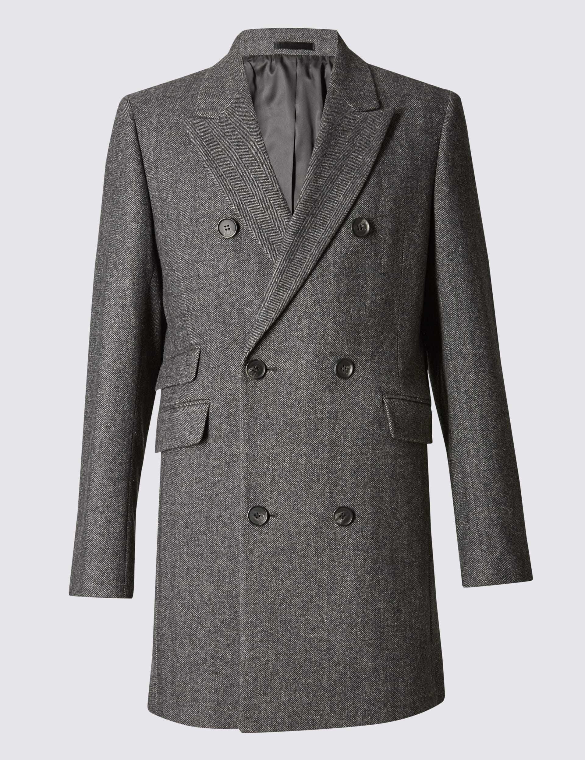 Double Breasted Herringbone Coat Image 2 of 6
