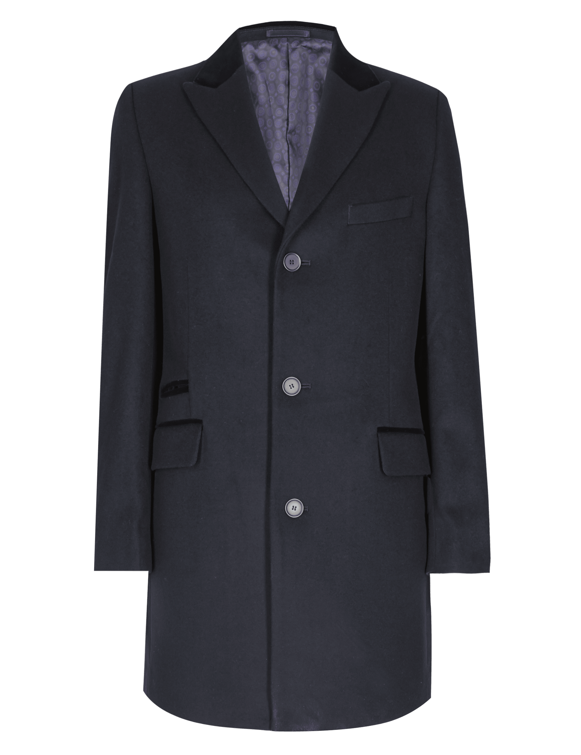 Mens velvet collar overcoat best sale