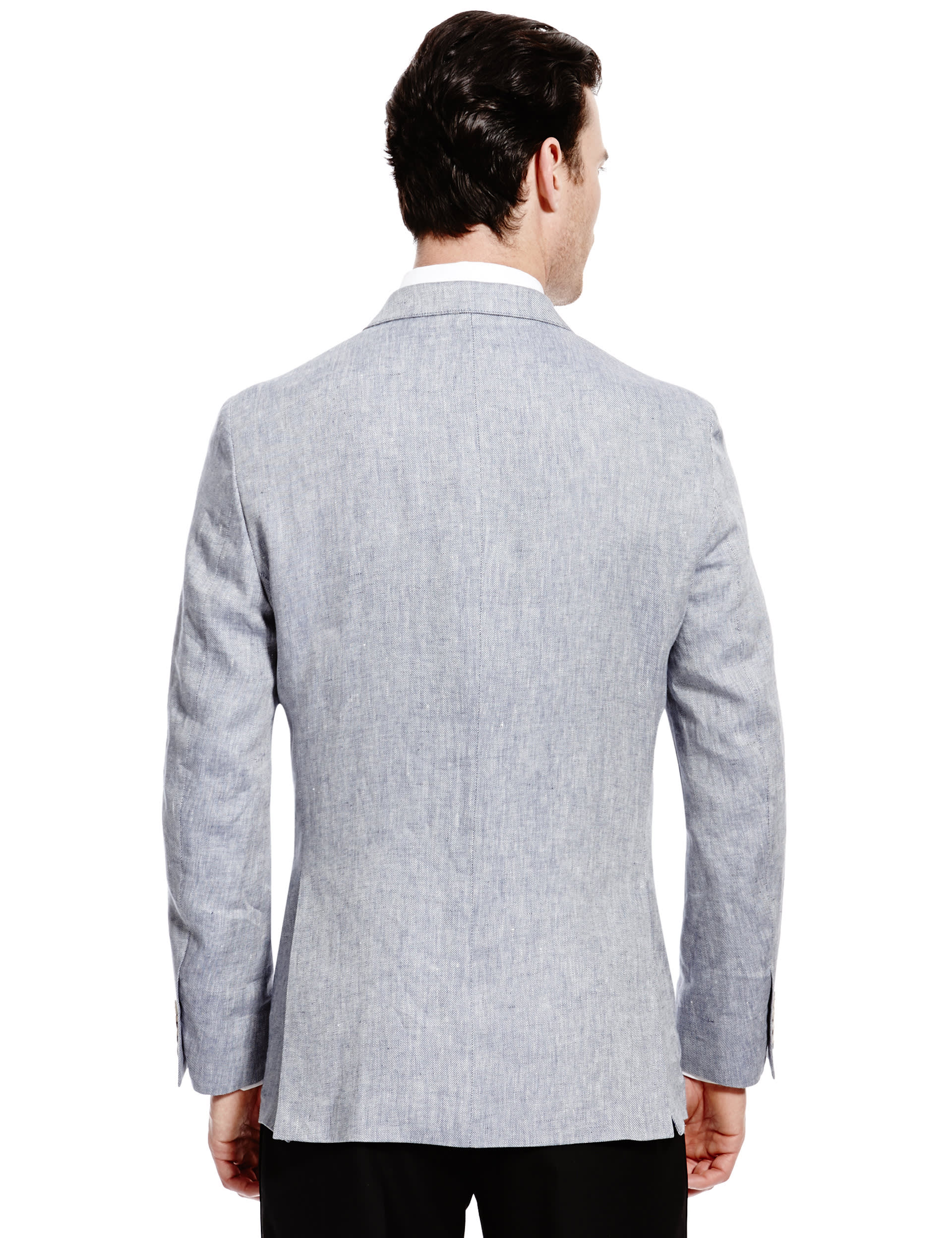 Pure Linen Tailored Fit Yarn Dye Jacket Image 2 of 6